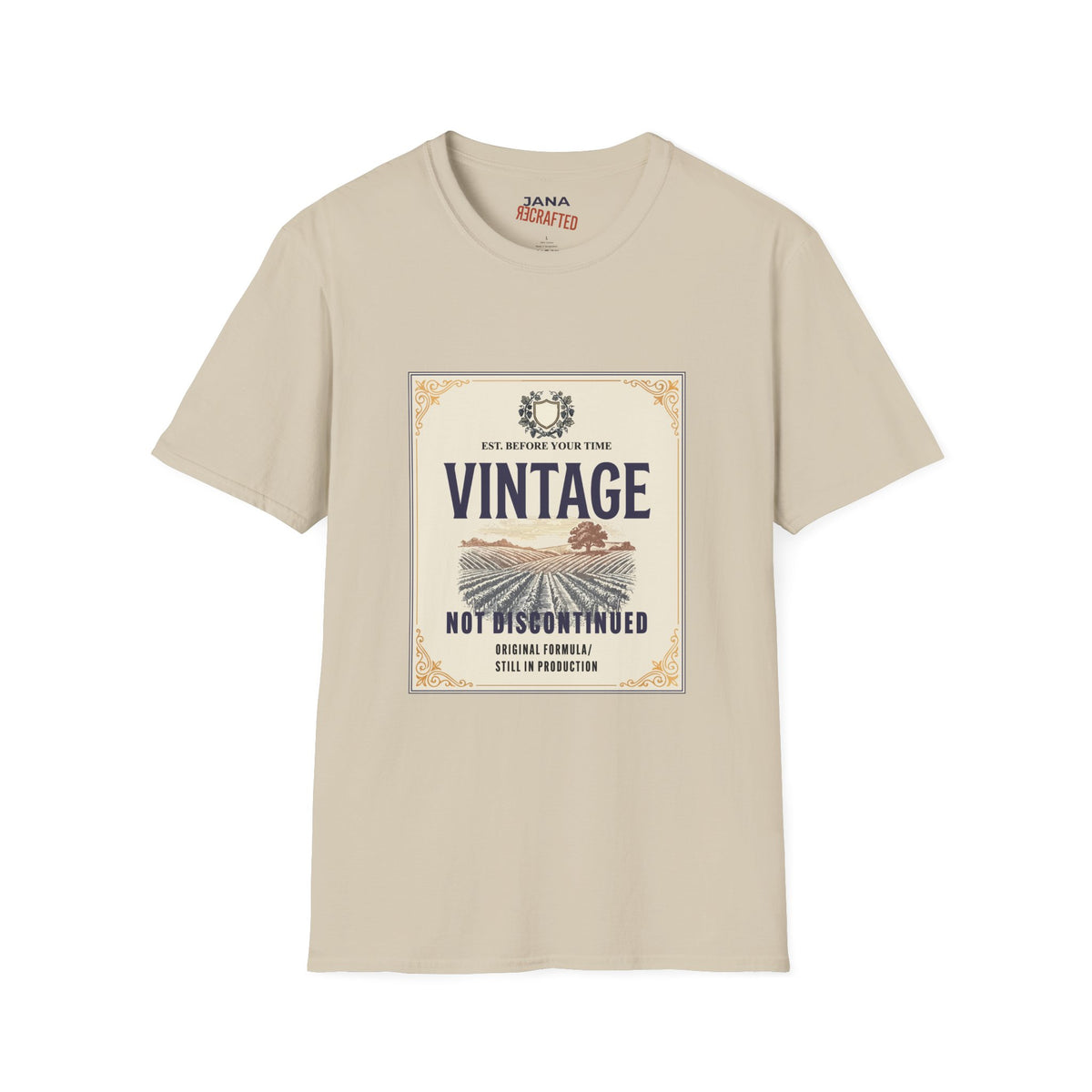 Vintage Not Discontinued — Wine Label Tee
