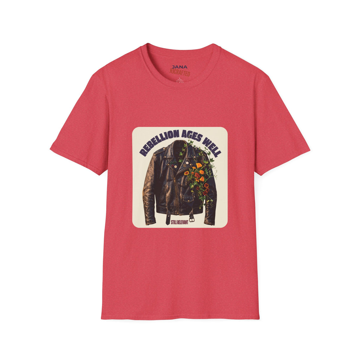 Rebellion Ages Well — Leather Jacket Wildflower Tee