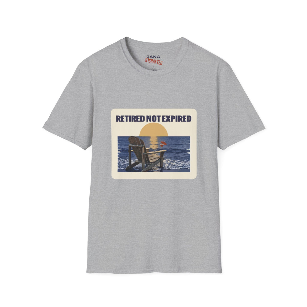 Retired Not Expired — Beach Chair Sunset Tee