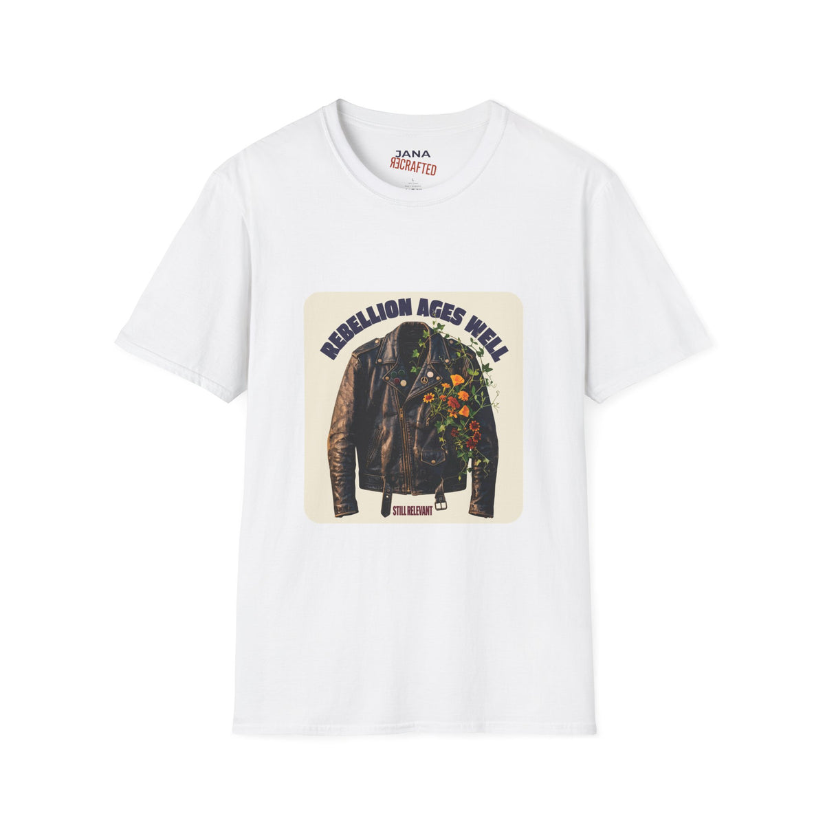 Rebellion Ages Well — Leather Jacket Wildflower Tee
