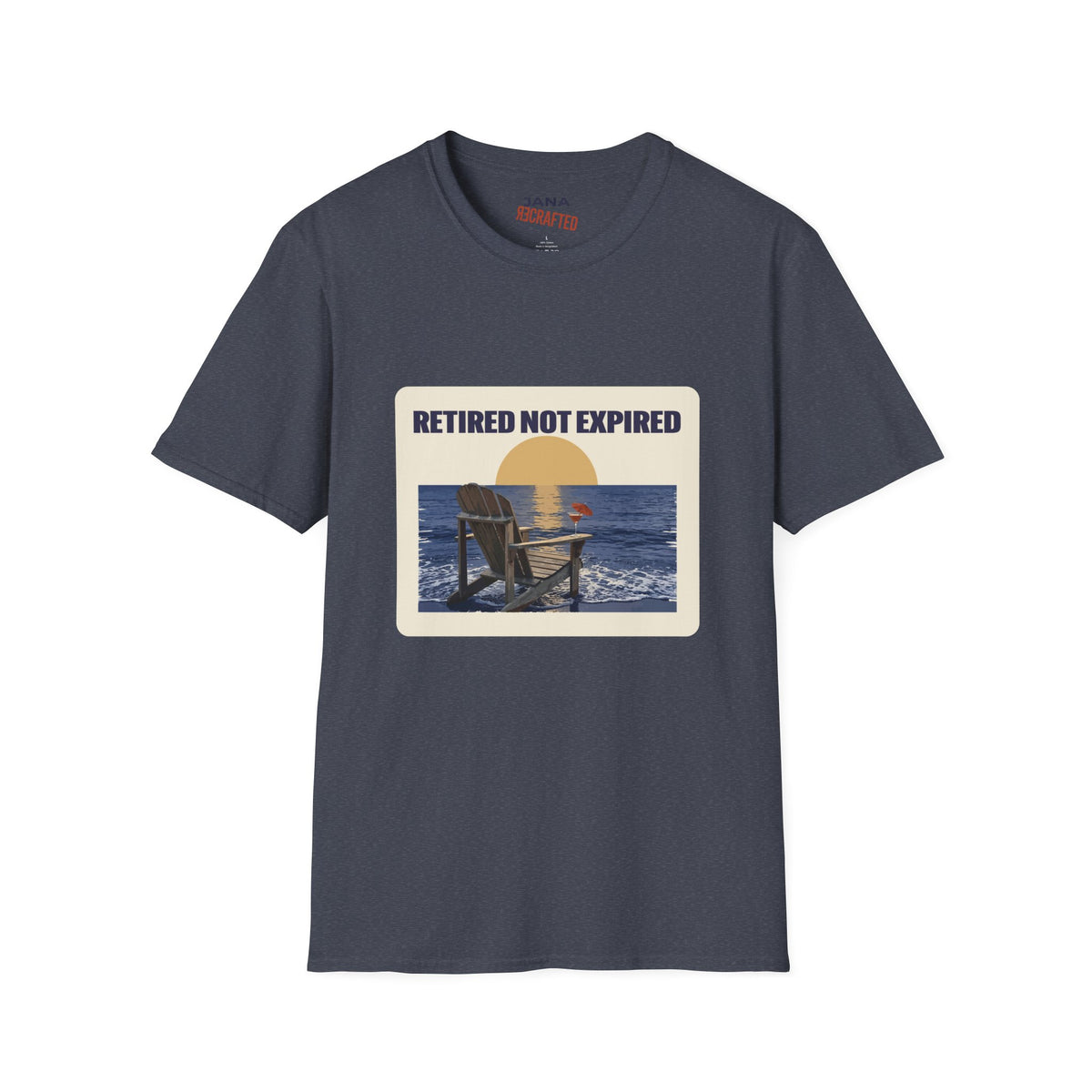 Retired Not Expired — Beach Chair Sunset Tee