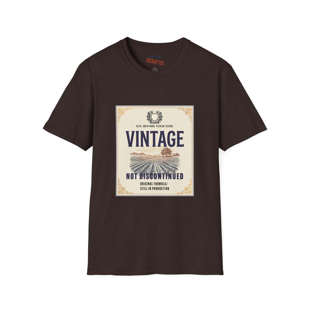 Vintage Not Discontinued — Wine Label Tee