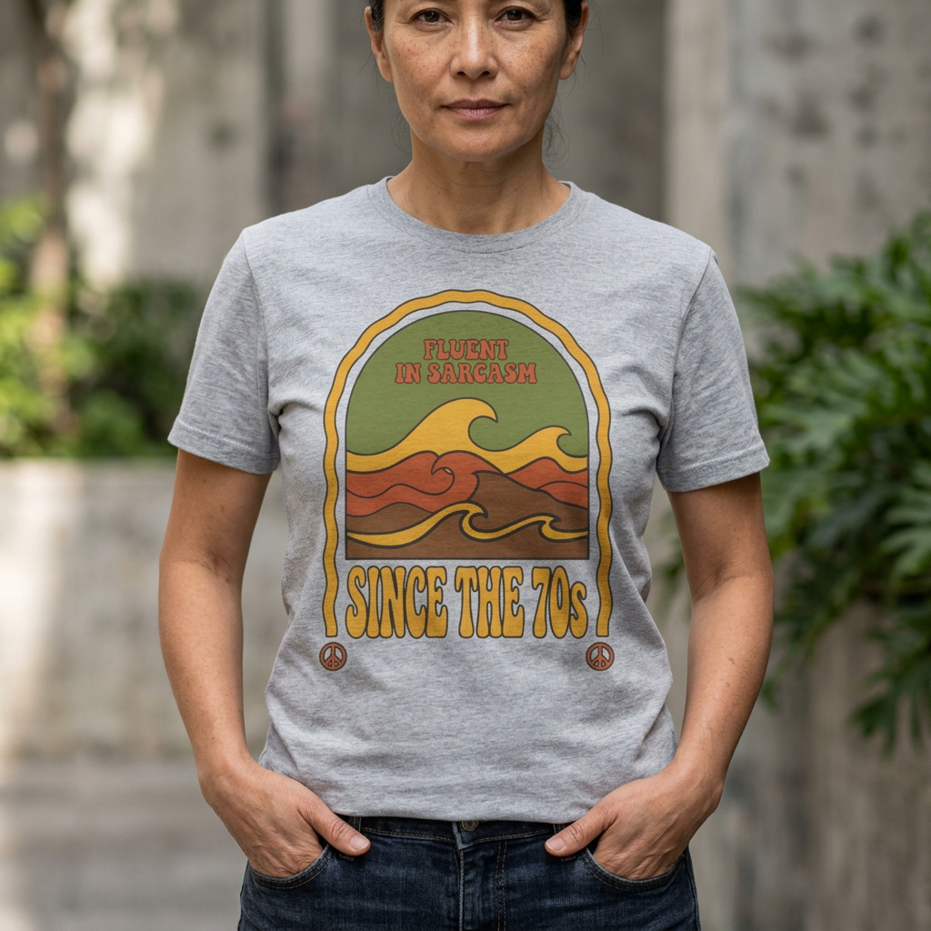 Fluent in Sarcasm Since the 70s  — Boho Vintage Graphic T-Shirt