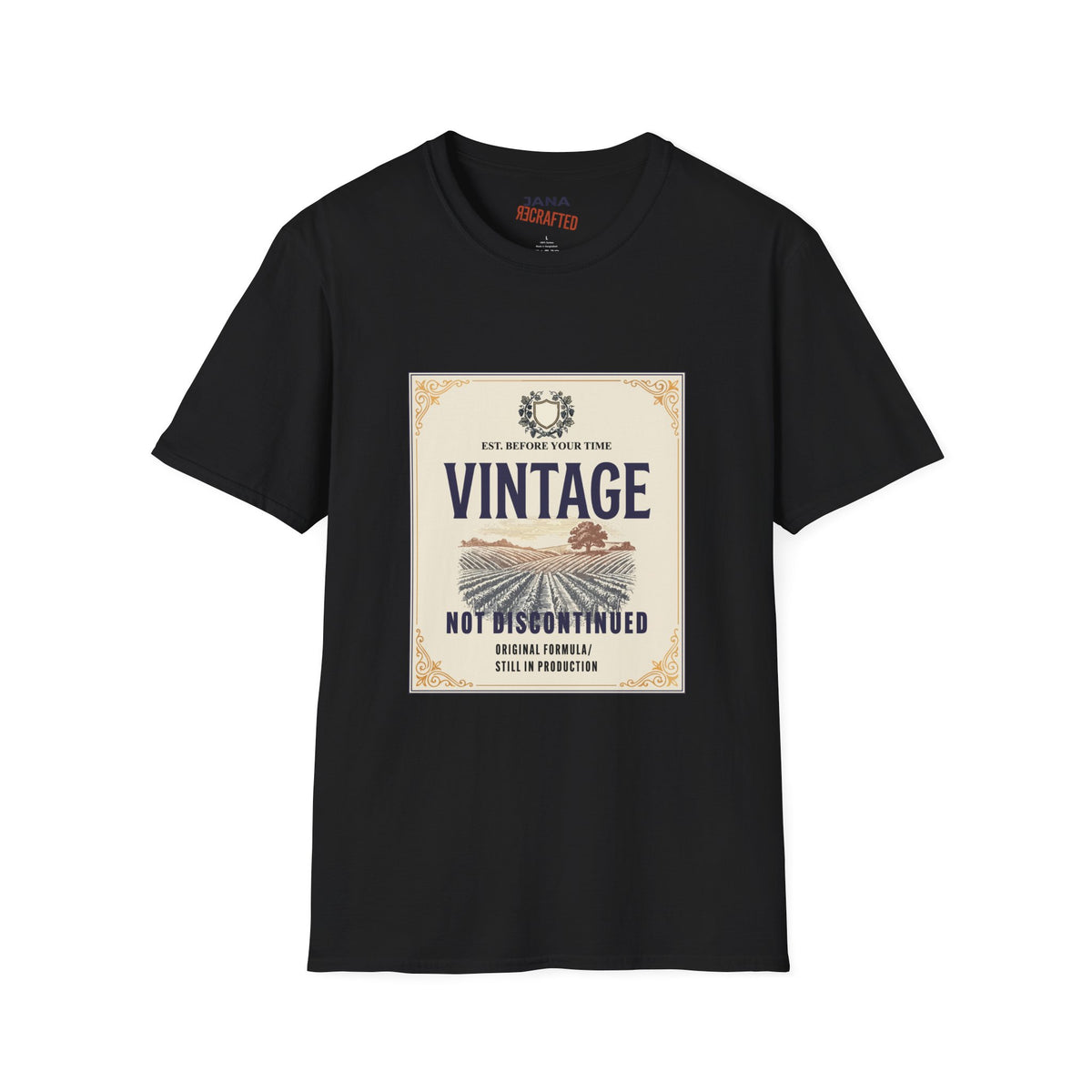 Vintage Not Discontinued — Wine Label Tee
