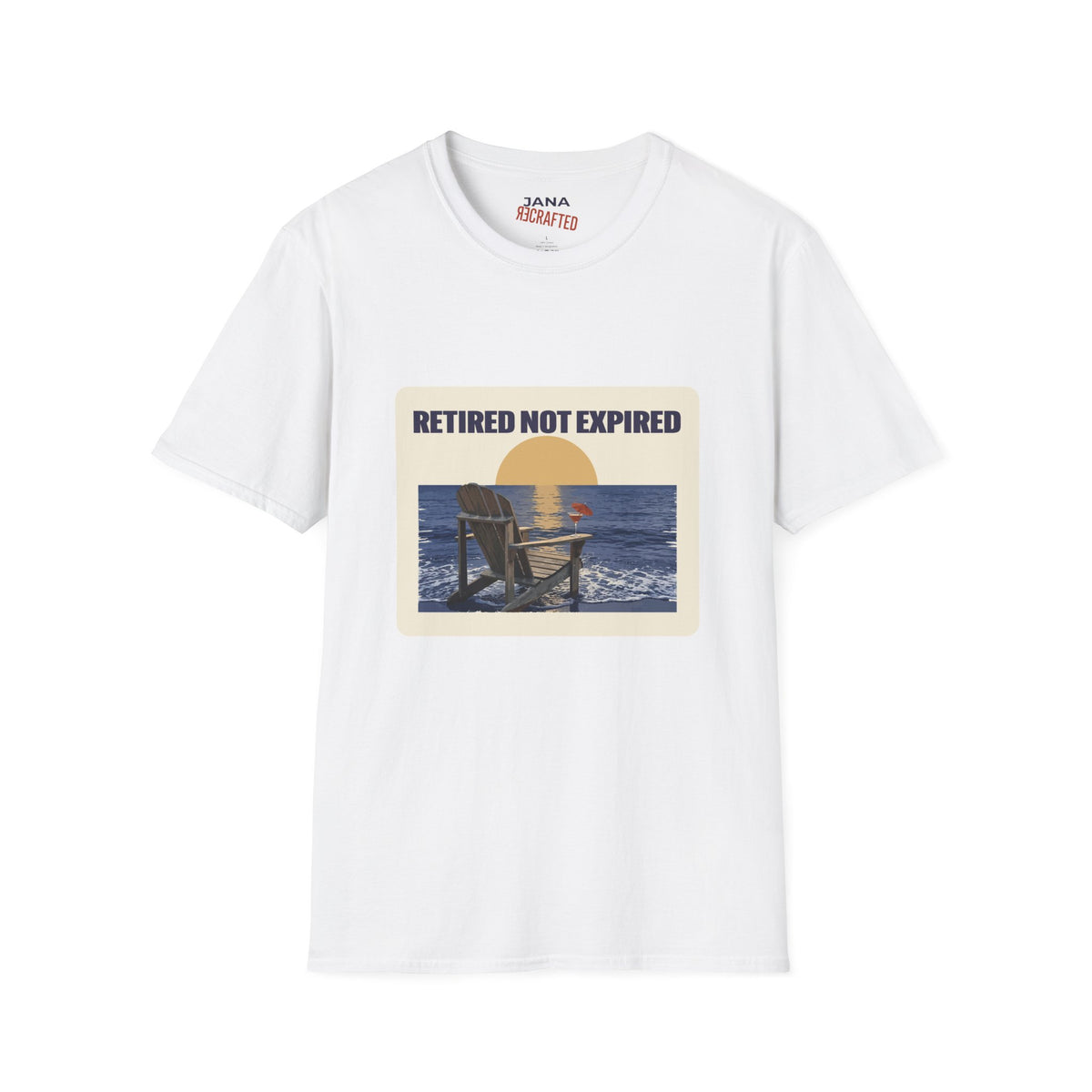 Retired Not Expired — Beach Chair Sunset Tee