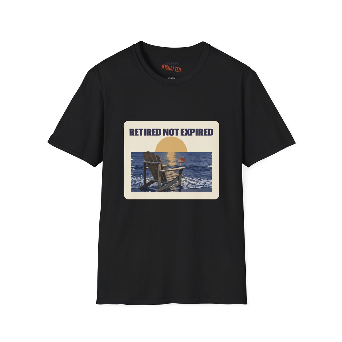 Retired Not Expired — Beach Chair Sunset Tee
