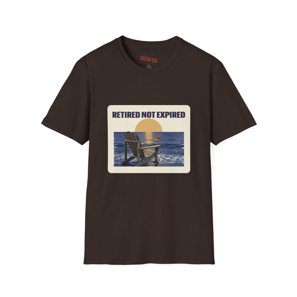Retired Not Expired — Beach Chair Sunset Tee