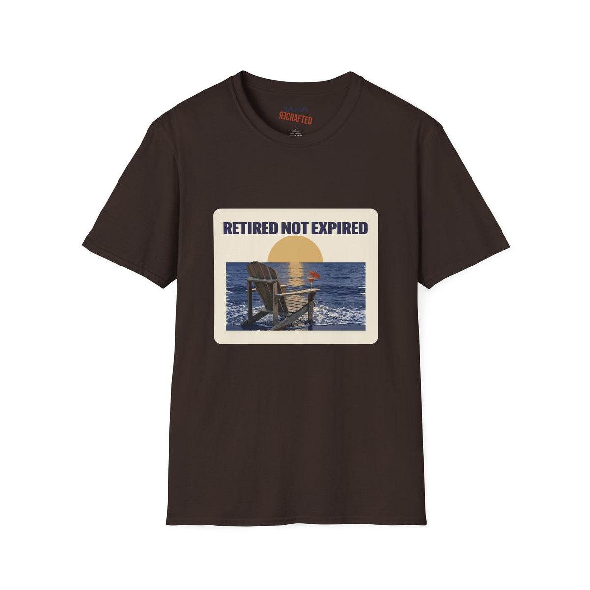 Retired Not Expired — Beach Chair Sunset Tee