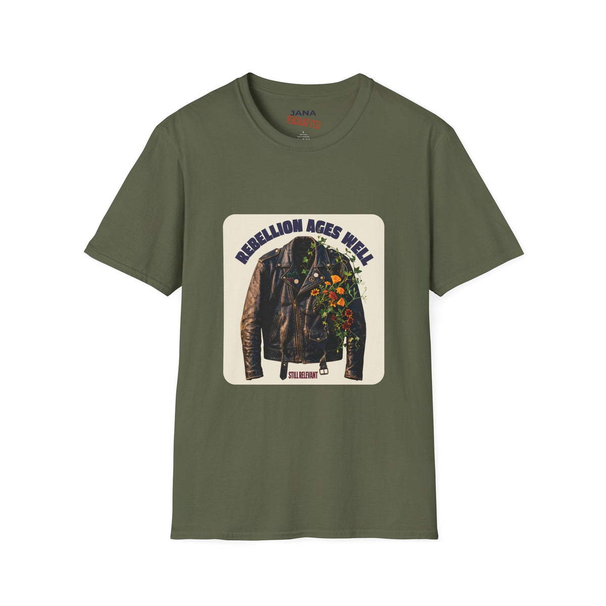 Rebellion Ages Well — Leather Jacket Wildflower Tee