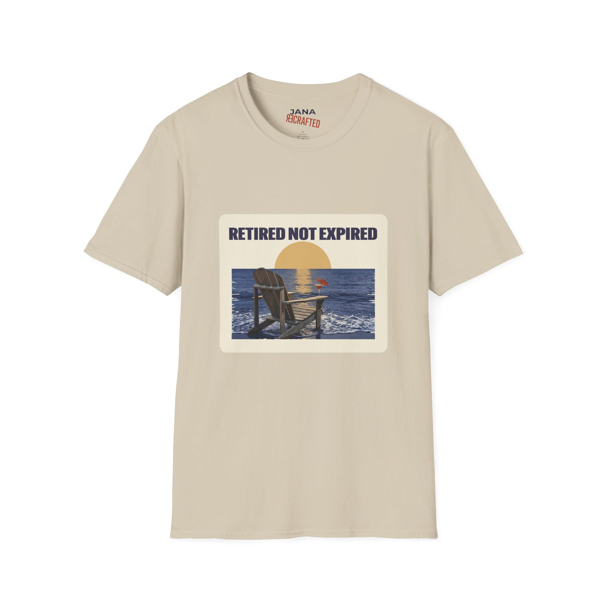 Retired Not Expired — Beach Chair Sunset Tee