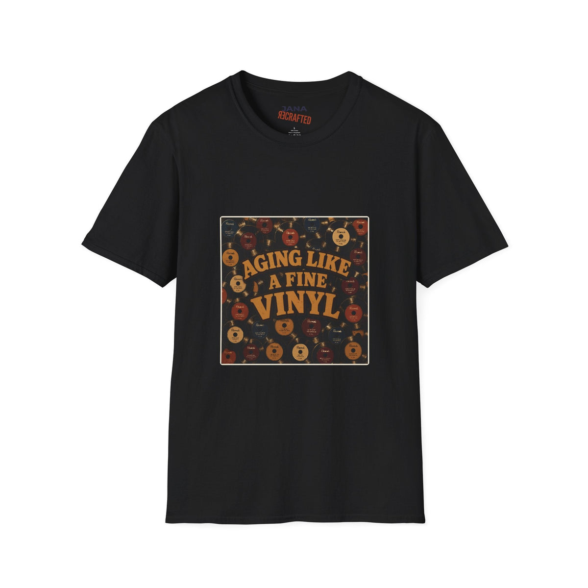 Aging Like a Fine Vinyl T-Shirt — Retro Vinyl Record Music Tee - Jana Recrafted