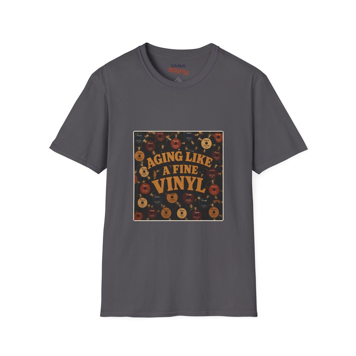 Aging Like a Fine Vinyl T-Shirt — Retro Vinyl Record Music Tee - Jana Recrafted