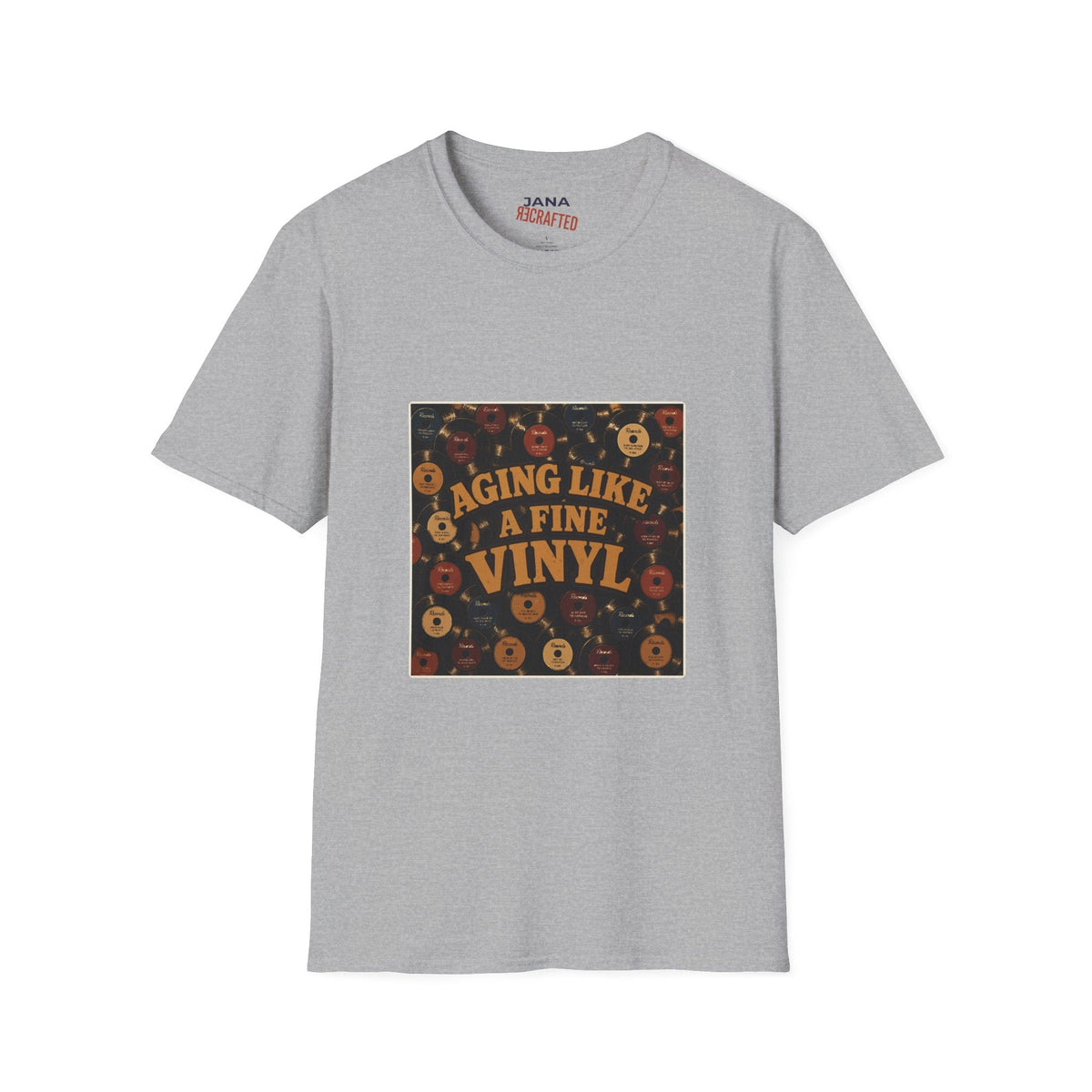 Aging Like a Fine Vinyl T-Shirt — Retro Vinyl Record Music Tee - Jana Recrafted