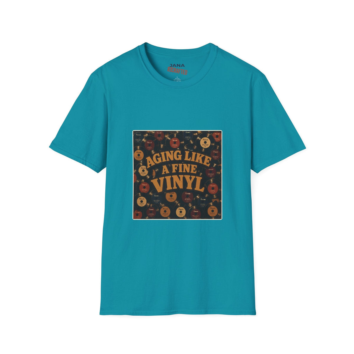 Aging Like a Fine Vinyl T-Shirt — Retro Vinyl Record Music Tee - Jana Recrafted