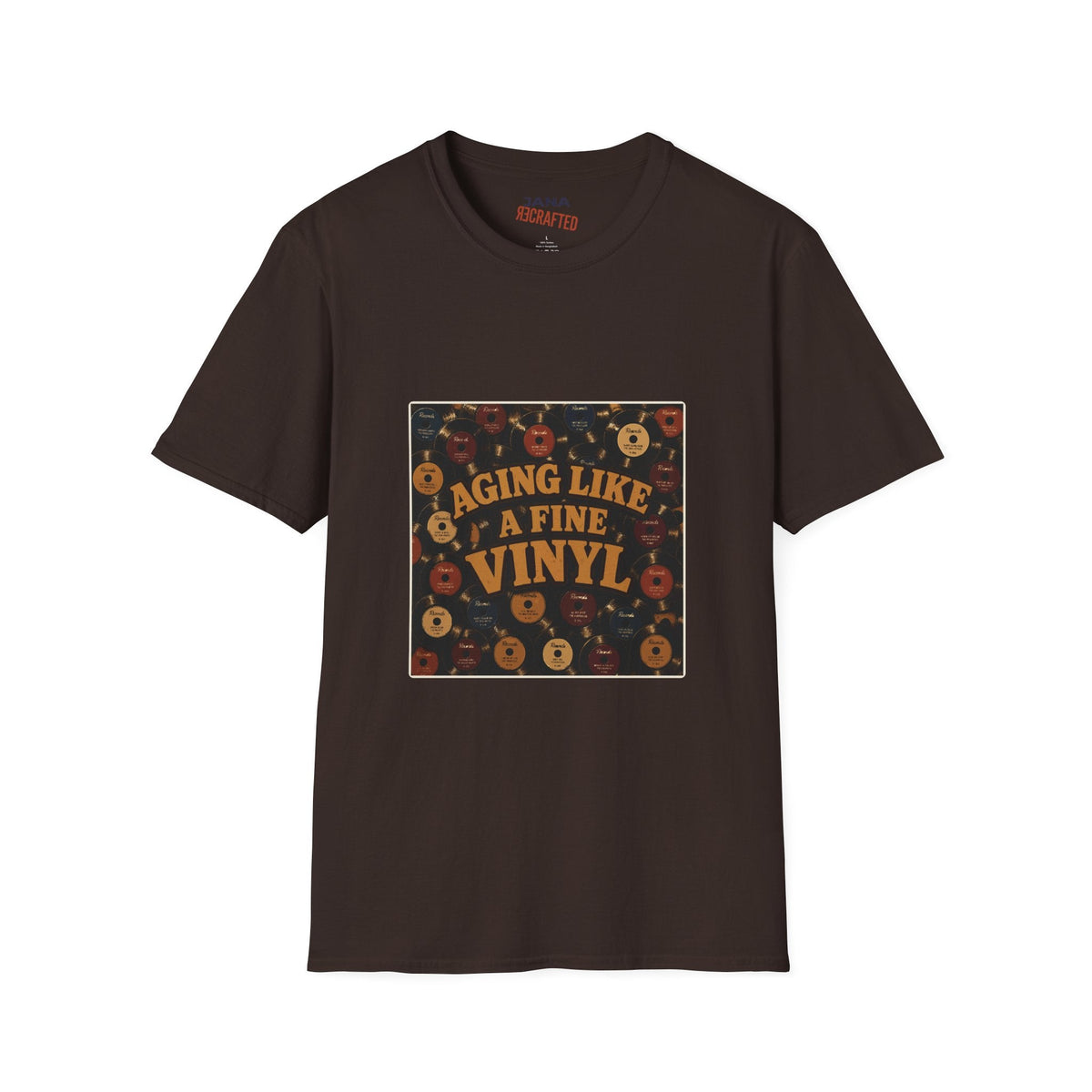 Aging Like a Fine Vinyl T-Shirt — Retro Vinyl Record Music Tee - Jana Recrafted