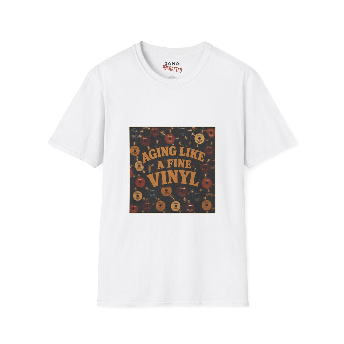 Aging Like a Fine Vinyl T-Shirt — Retro Vinyl Record Music Tee - Jana Recrafted