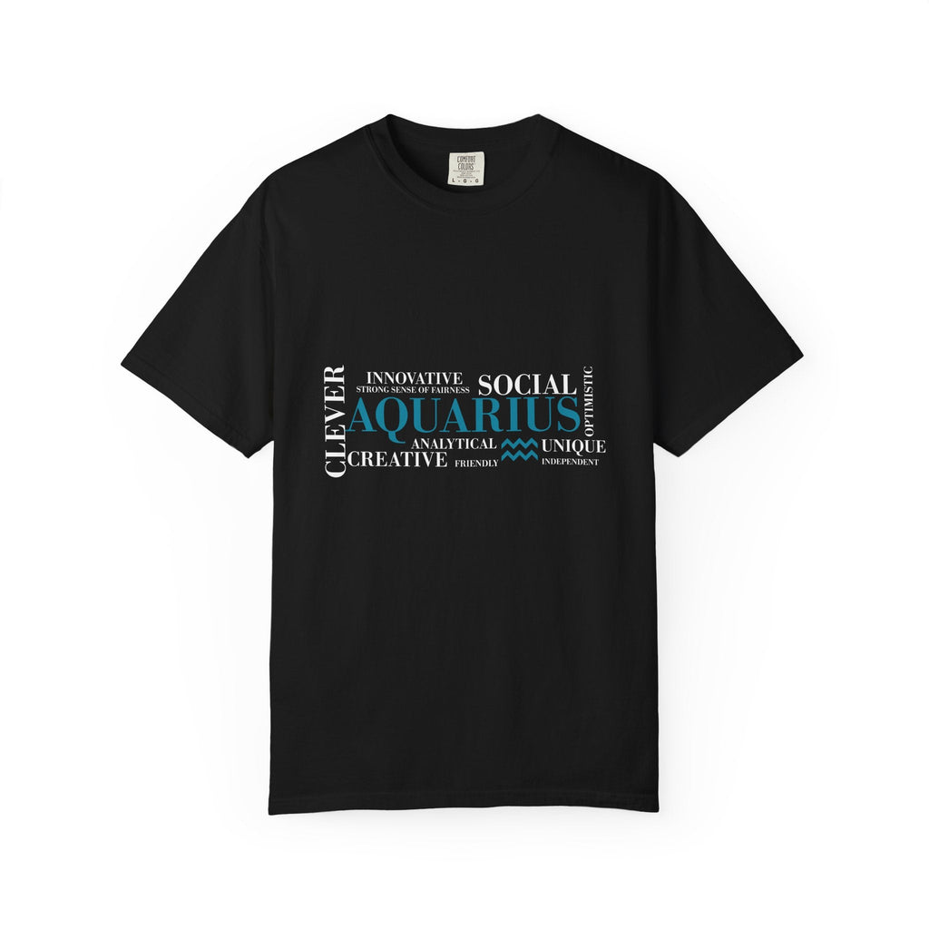 Aquarius Zodiac Word Cloud T-Shirt | Astrology Horoscope Tee - Jana Recrafted