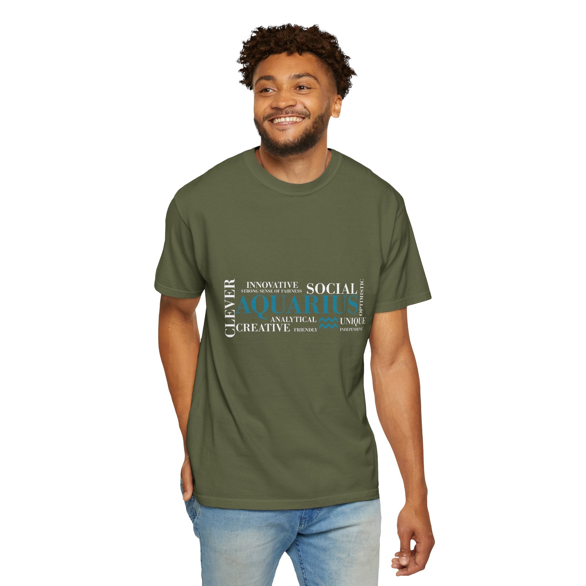 Aquarius Zodiac Word Cloud T-Shirt | Astrology Horoscope Tee - Jana Recrafted