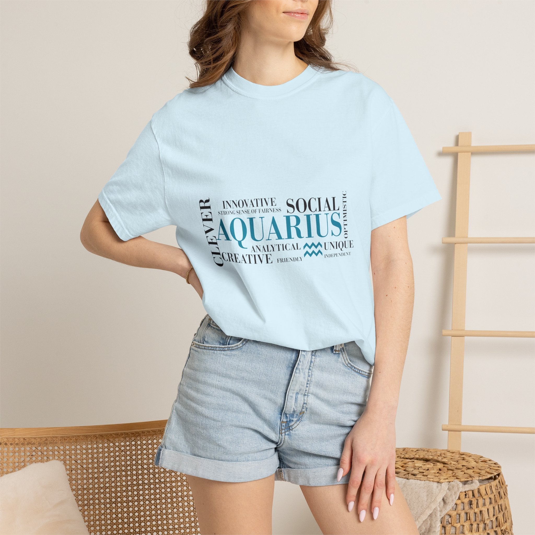 Aquarius Zodiac Word Cloud T-Shirt | Astrology Sign Tee - Jana Recrafted