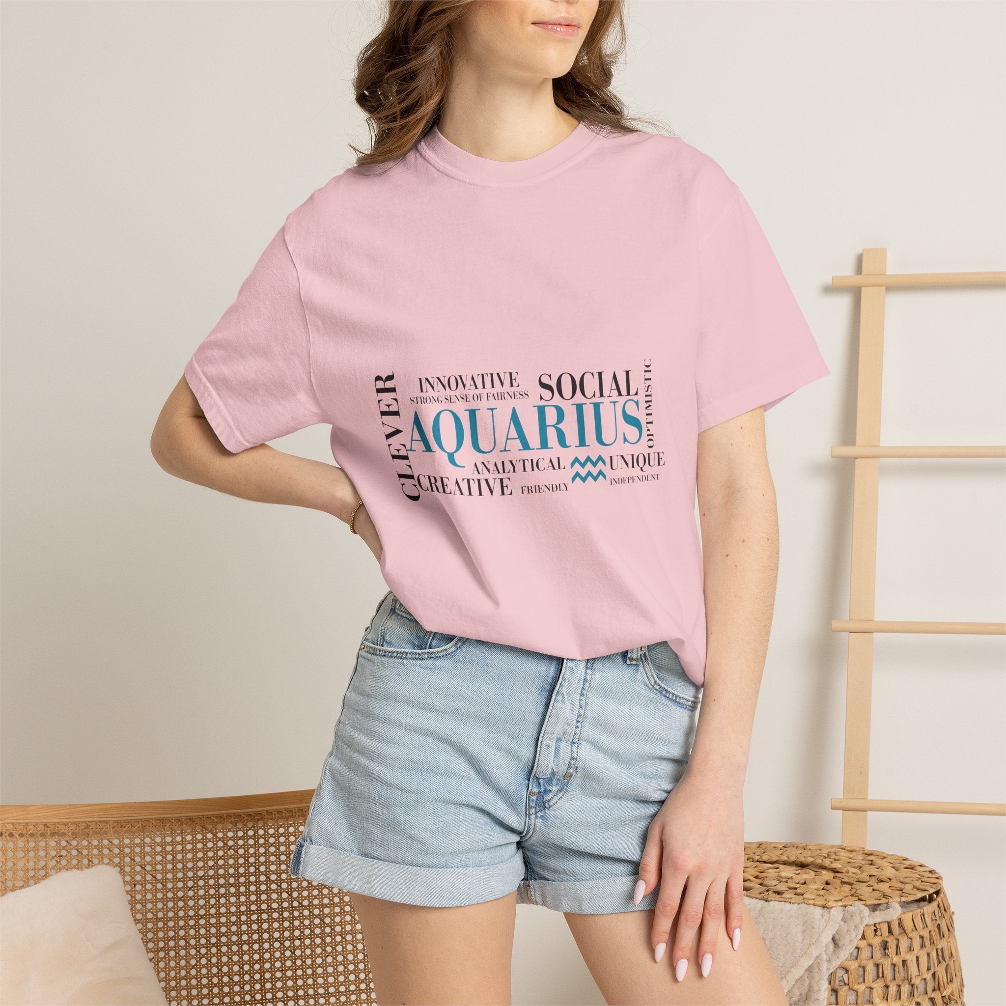 Aquarius Zodiac Word Cloud T-Shirt | Astrology Sign Tee - Jana Recrafted