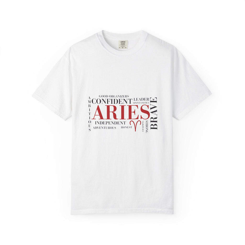 Aries Zodiac Word Cloud T-shirt | Astrology Horoscope Tee - Jana Recrafted