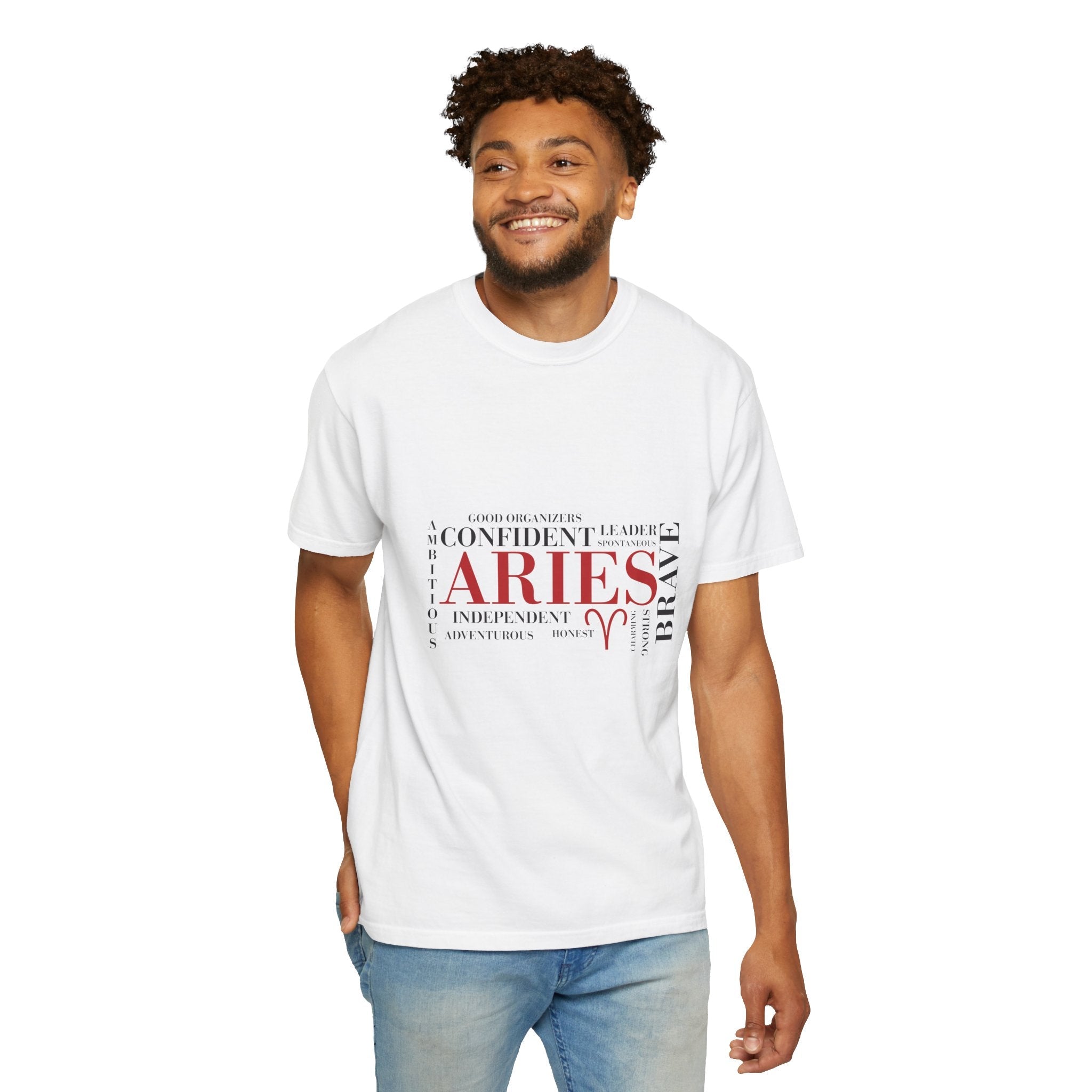 Aries Zodiac Word Cloud T-shirt | Astrology Horoscope Tee - Jana Recrafted