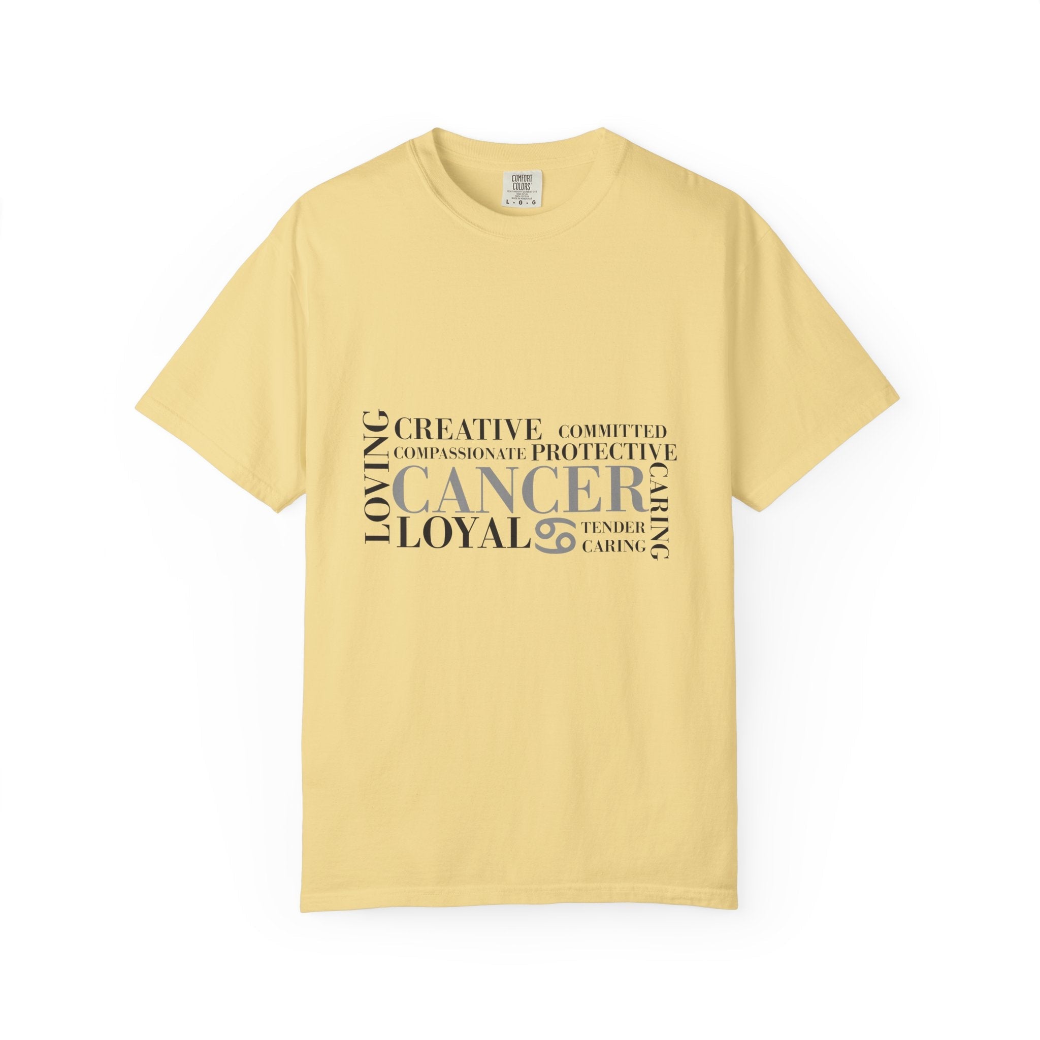 Cancer Zodiac Word Cloud T-shirt | Cancer Sign Traits Typography Tee - Jana Recrafted