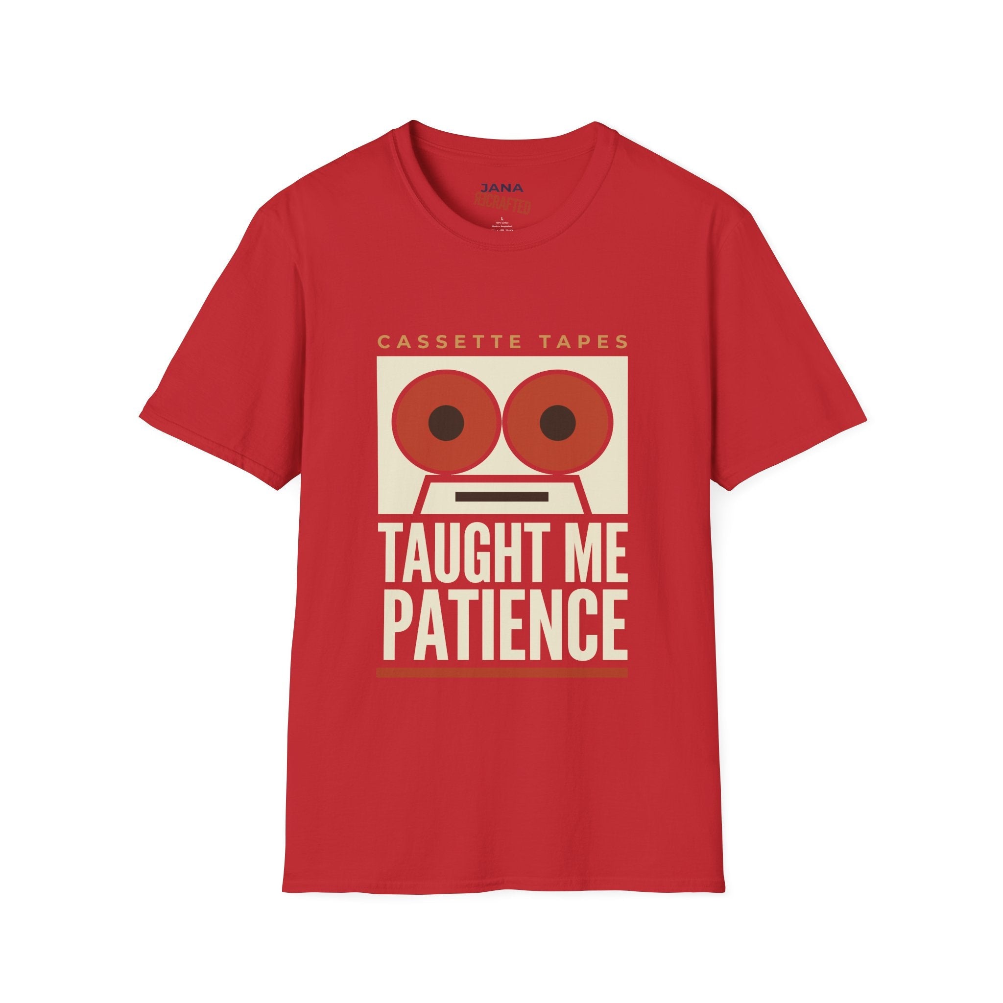 Cassette Tapes T-Shirt — "Cassette Tapes Taught Me Patience" Retro Vintage Music Tee - Jana Recrafted