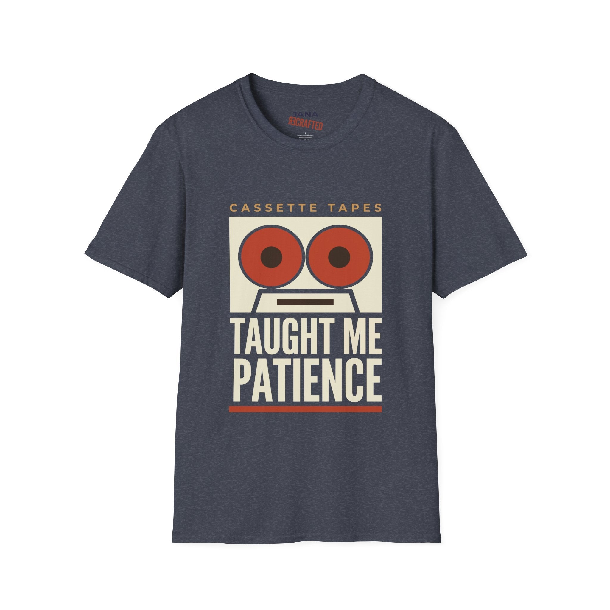Cassette Tapes T-Shirt — "Cassette Tapes Taught Me Patience" Retro Vintage Music Tee - Jana Recrafted