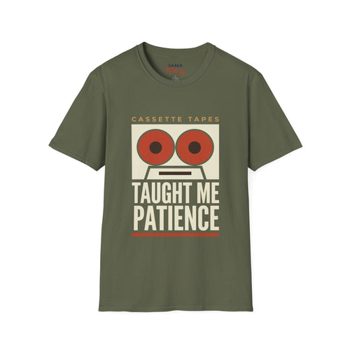 Cassette Tapes T-Shirt — "Cassette Tapes Taught Me Patience" Retro Vintage Music Tee - Jana Recrafted