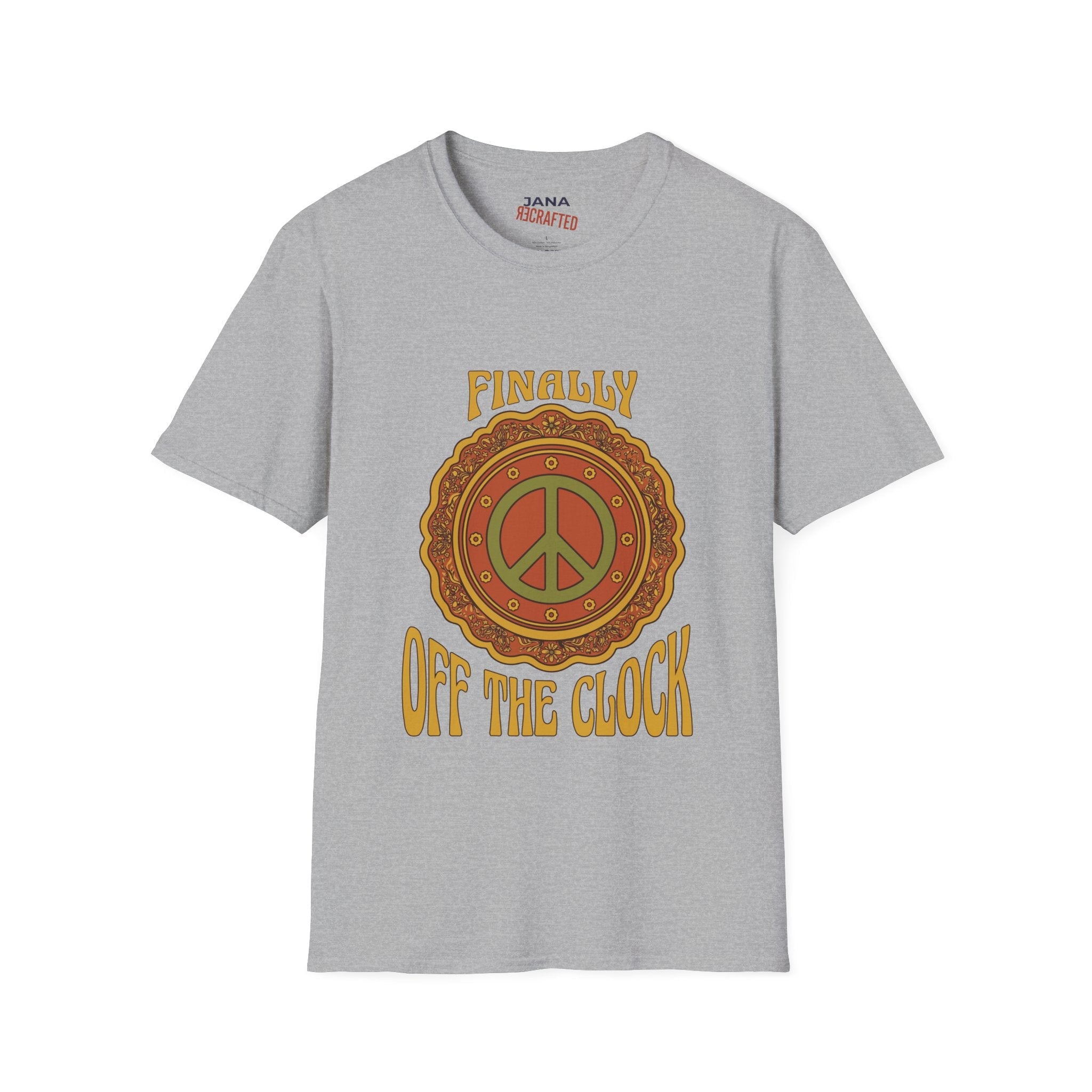 Finally Off the Clock Retro Peace Sign T-Shirt - Jana Recrafted