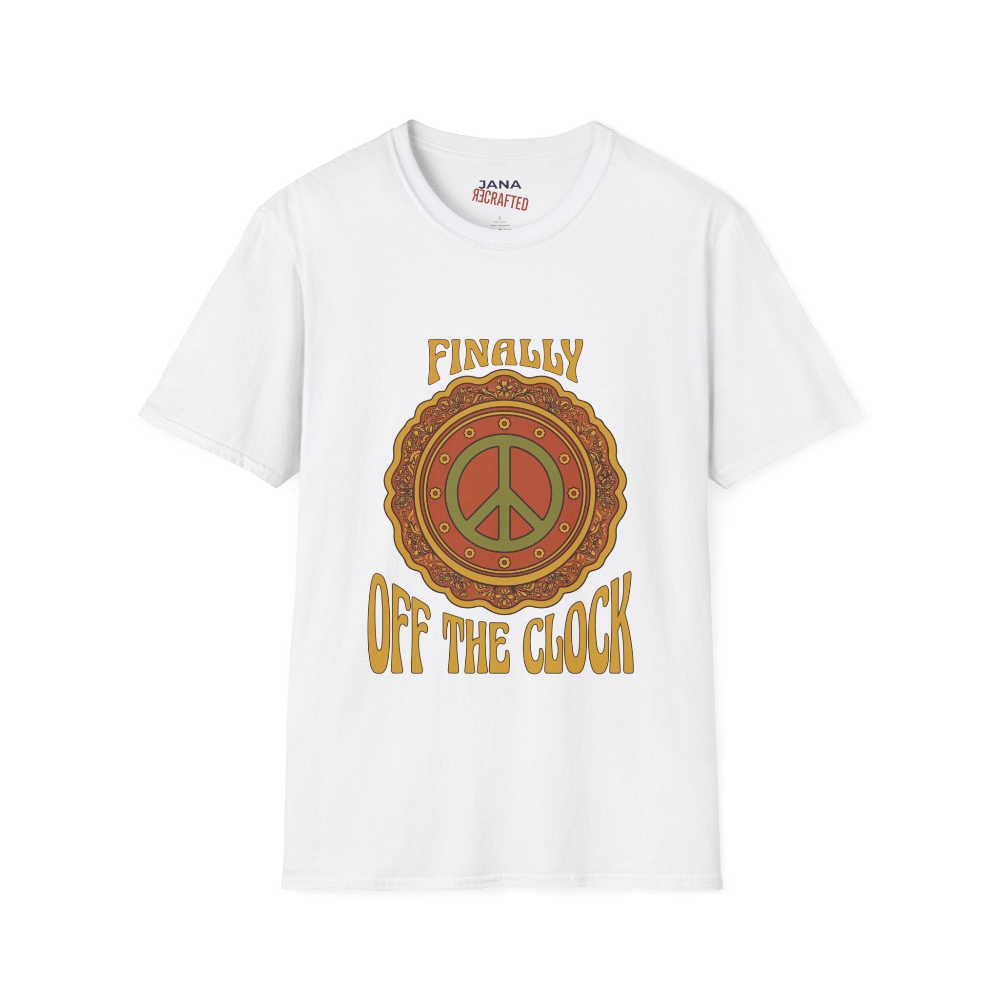 Finally Off the Clock Retro Peace Sign T-Shirt - Jana Recrafted