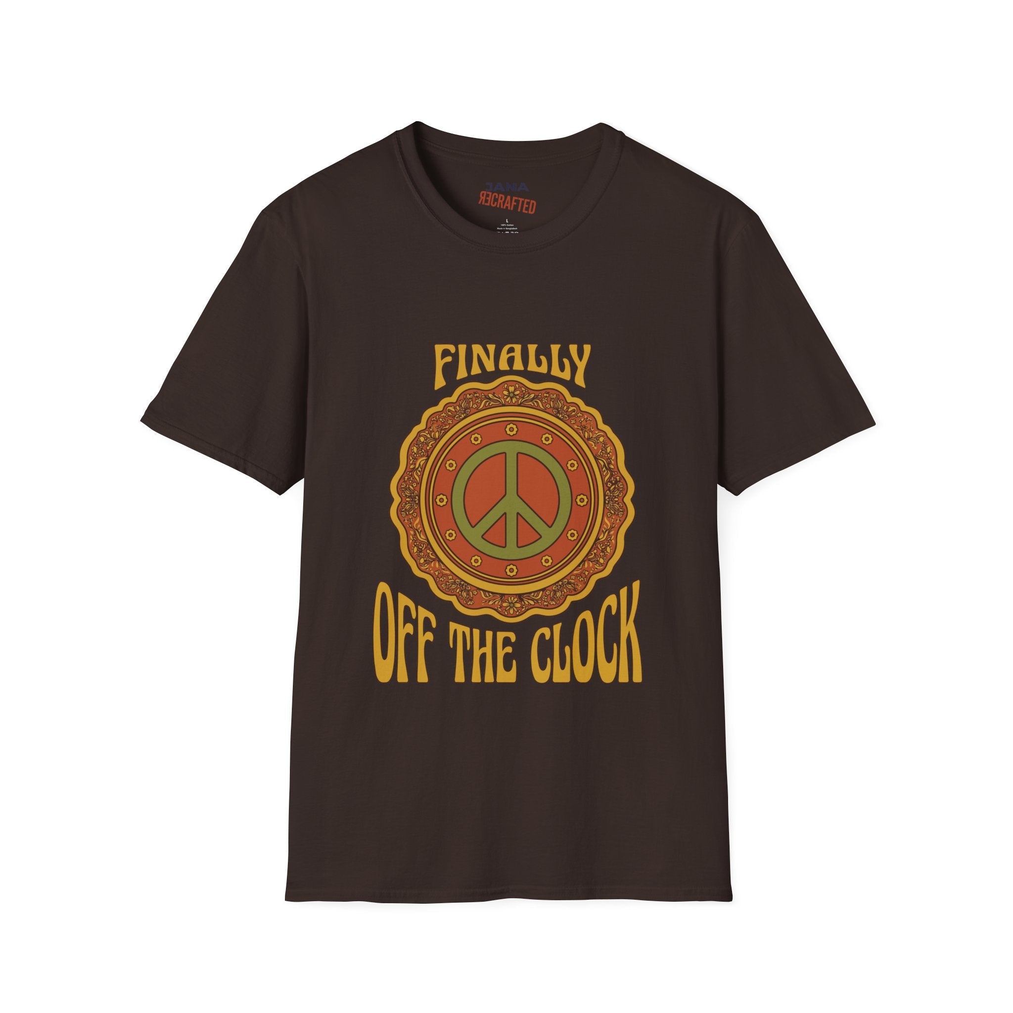 Finally Off the Clock Retro Peace Sign T-Shirt - Jana Recrafted