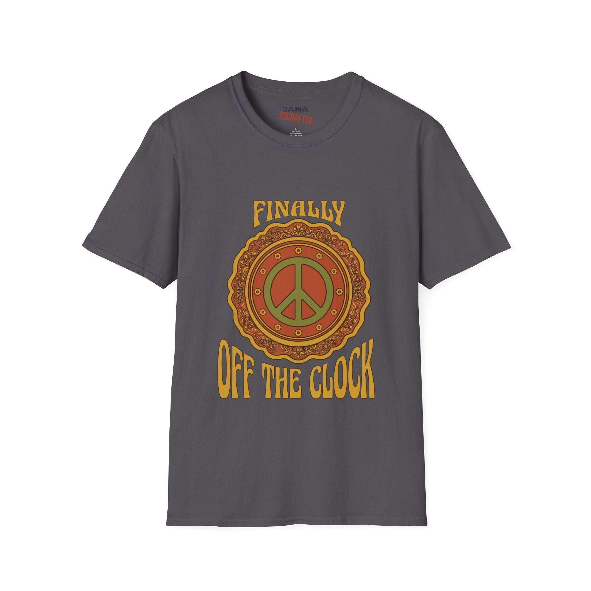 Finally Off the Clock Retro Peace Sign T-Shirt - Jana Recrafted