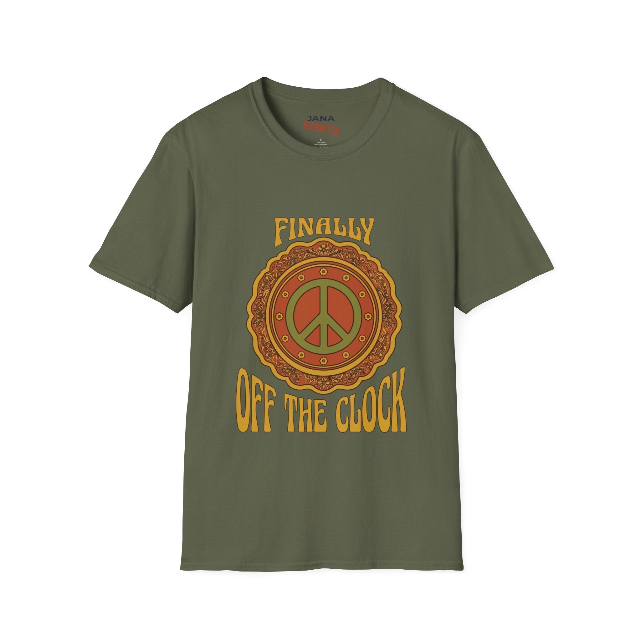 Finally Off the Clock Retro Peace Sign T-Shirt - Jana Recrafted