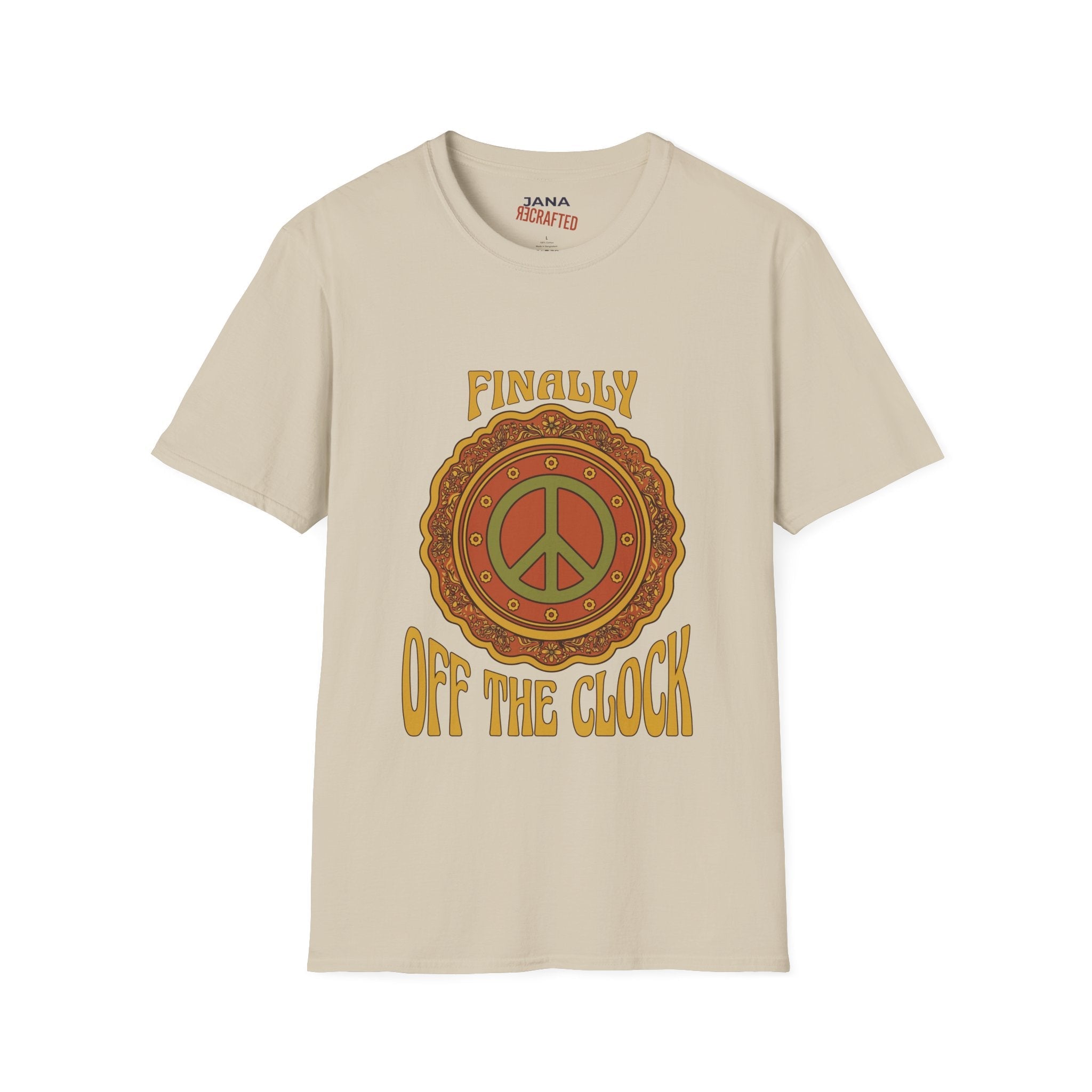 Finally Off the Clock Retro Peace Sign T-Shirt - Jana Recrafted