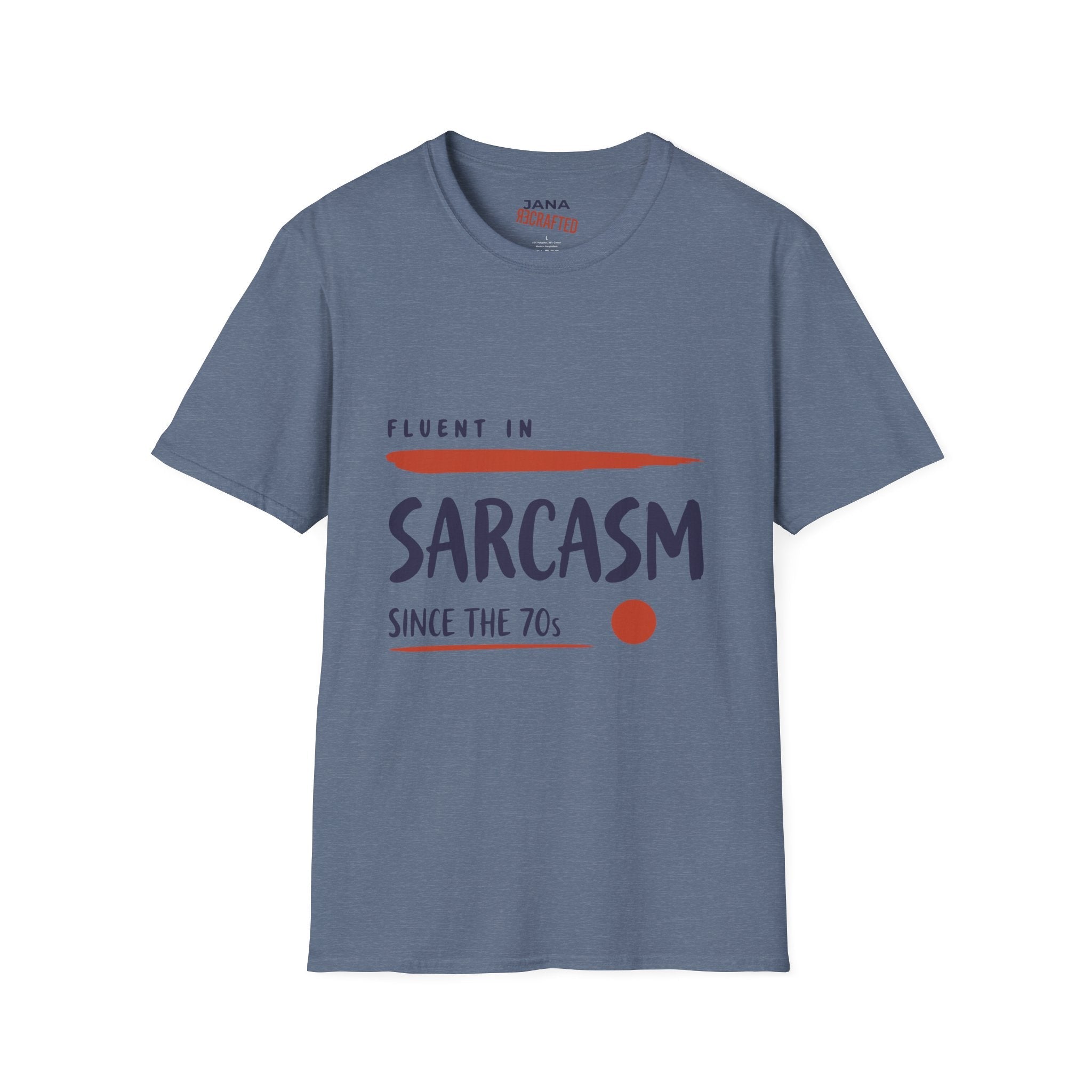 Fluent in Sarcasm Since the '70s — Retro Minimalism Graphic T-Shirt - Jana Recrafted