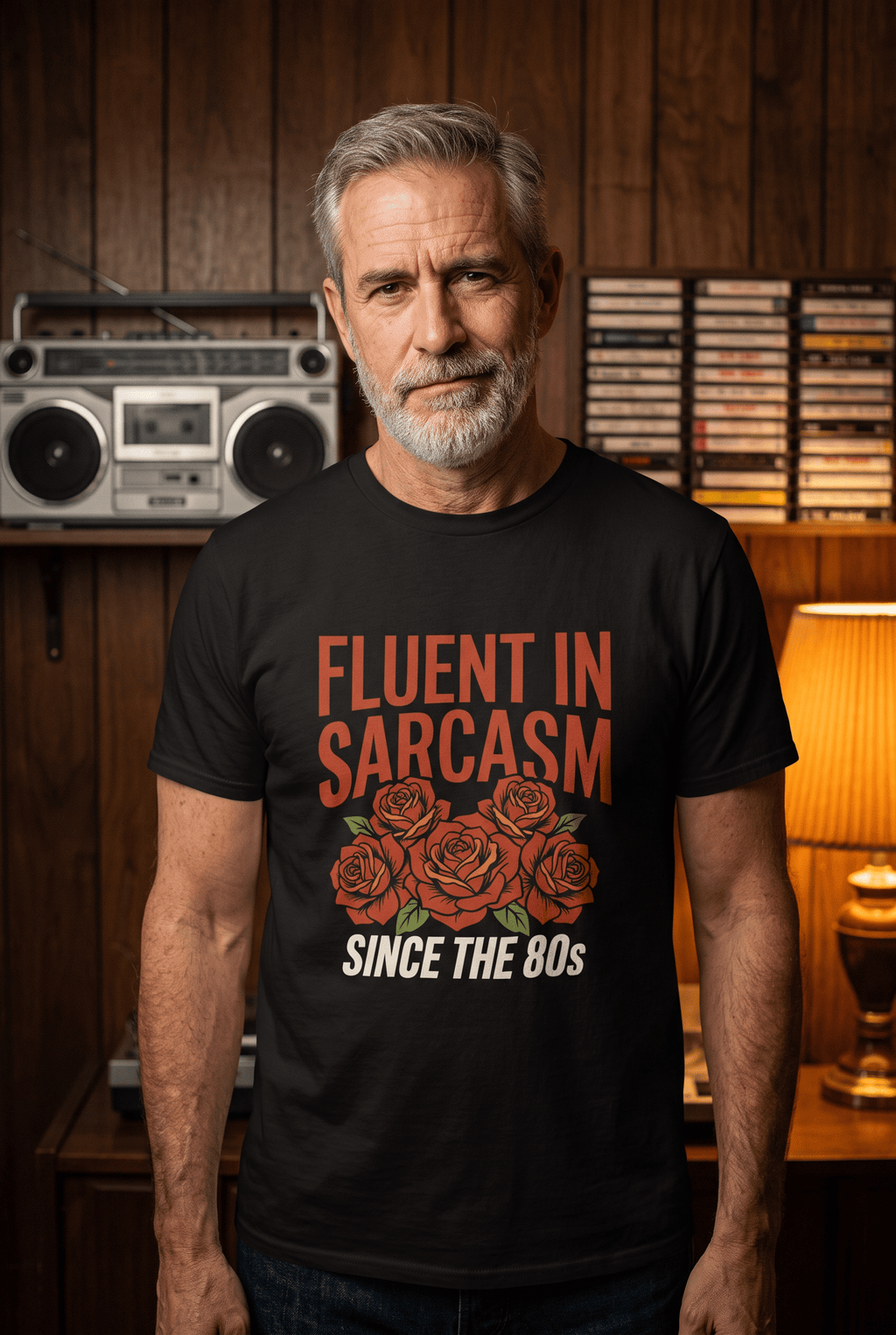 Fluent in Sarcasm Since the 80s — Vintage Rose Tee - Jana Recrafted