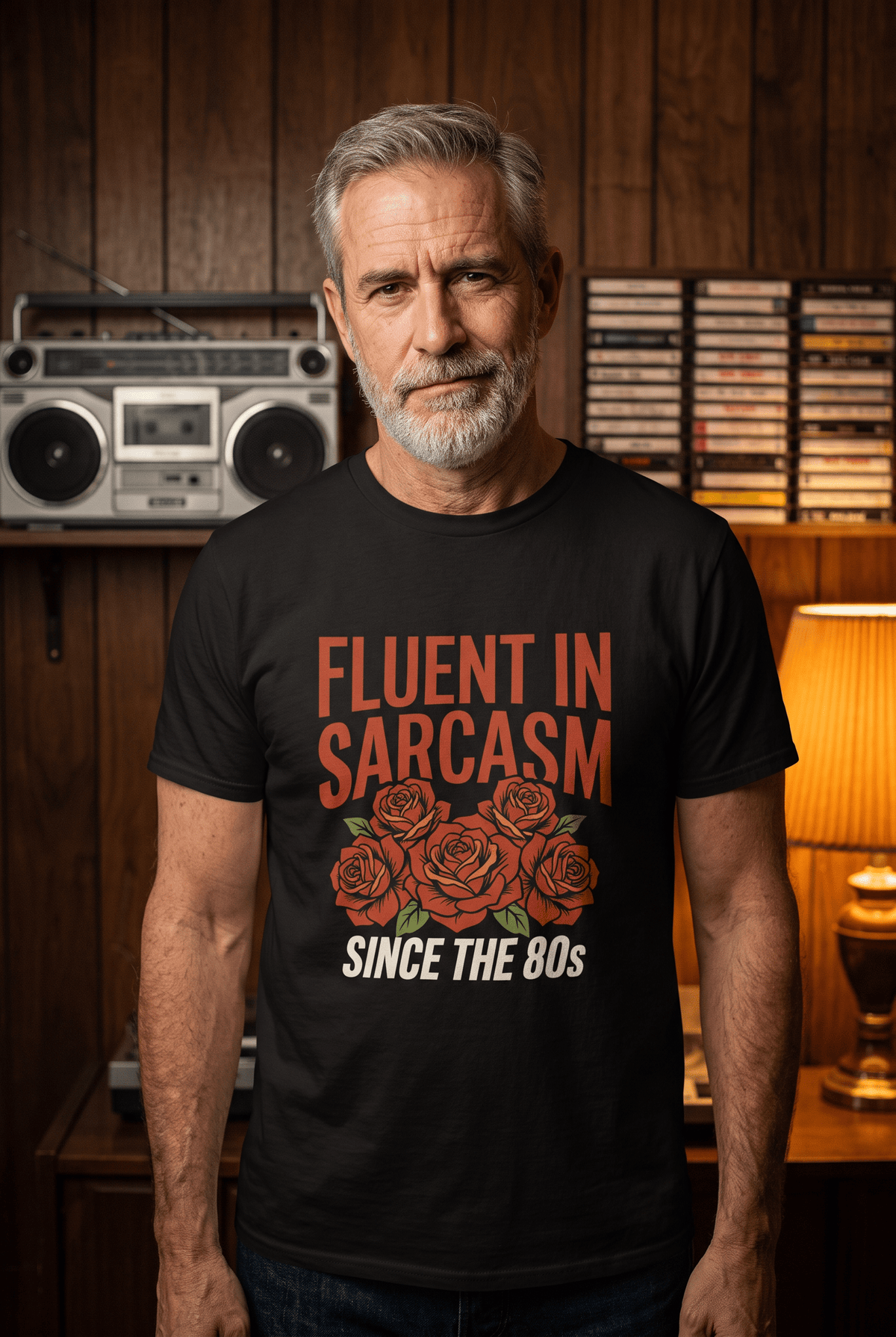 Fluent in Sarcasm Since the 80s — Vintage Rose Tee - Jana Recrafted