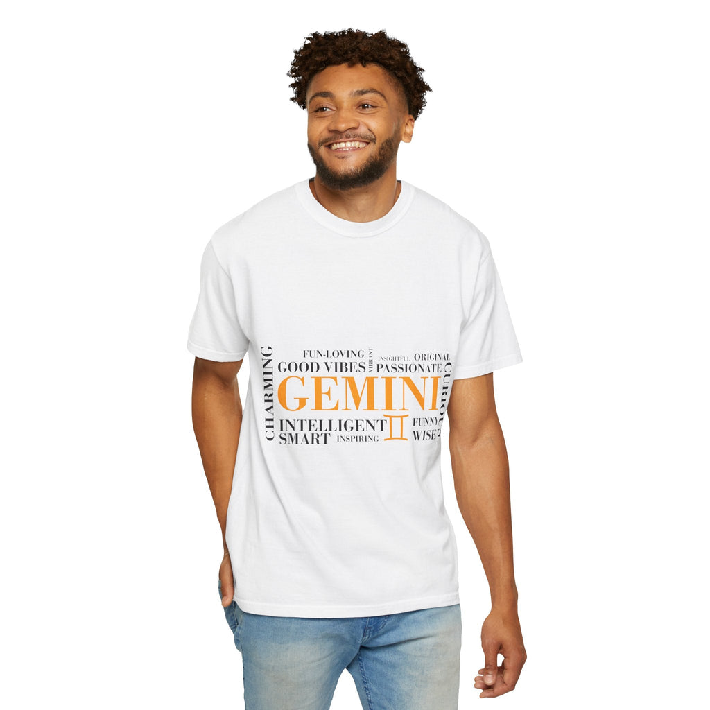 Gemini Zodiac T-Shirt – Bold Typography Horoscope Tee - Jana Recrafted