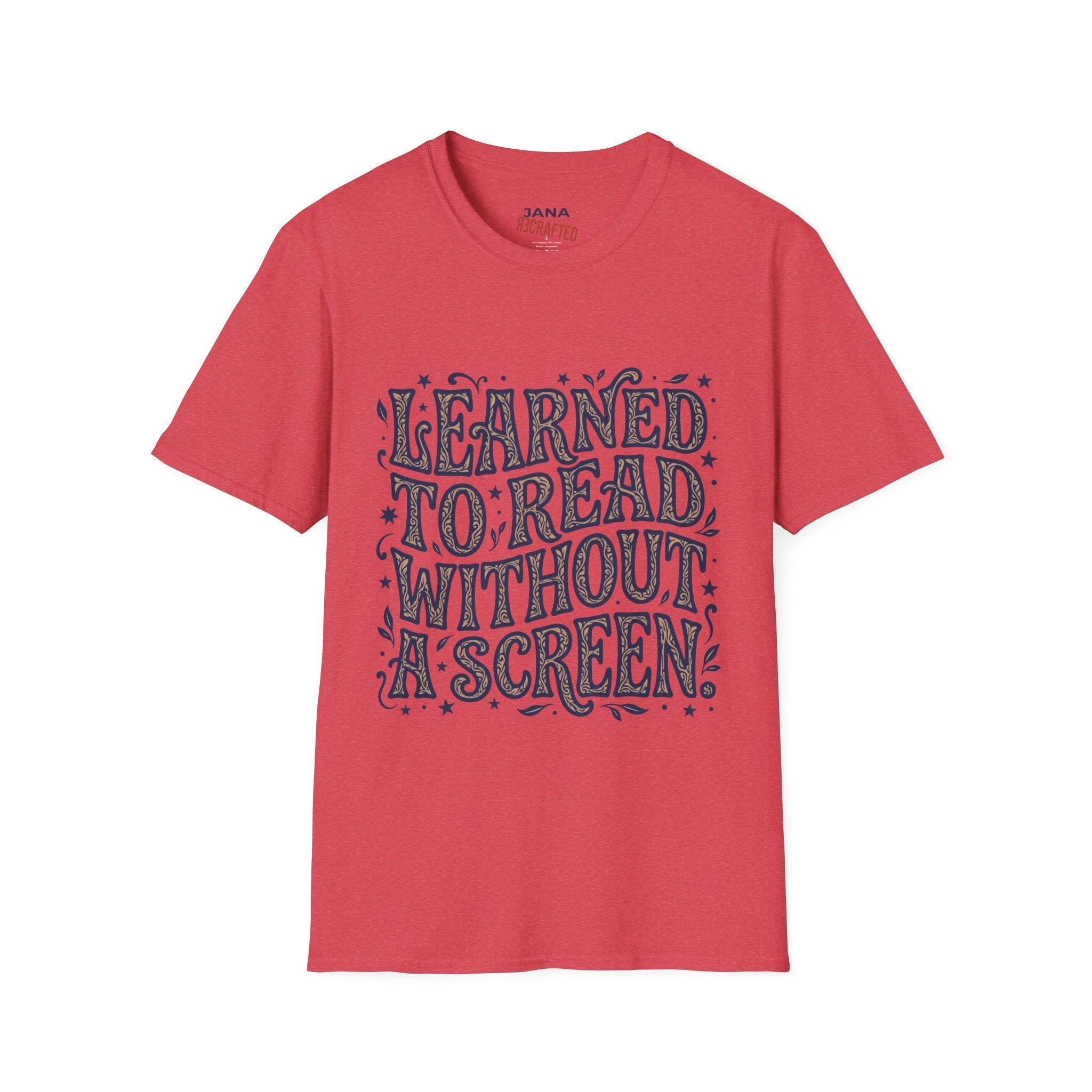 I Learned to Read Without a Screen — Retro Psychedelic Script Tee - Jana Recrafted