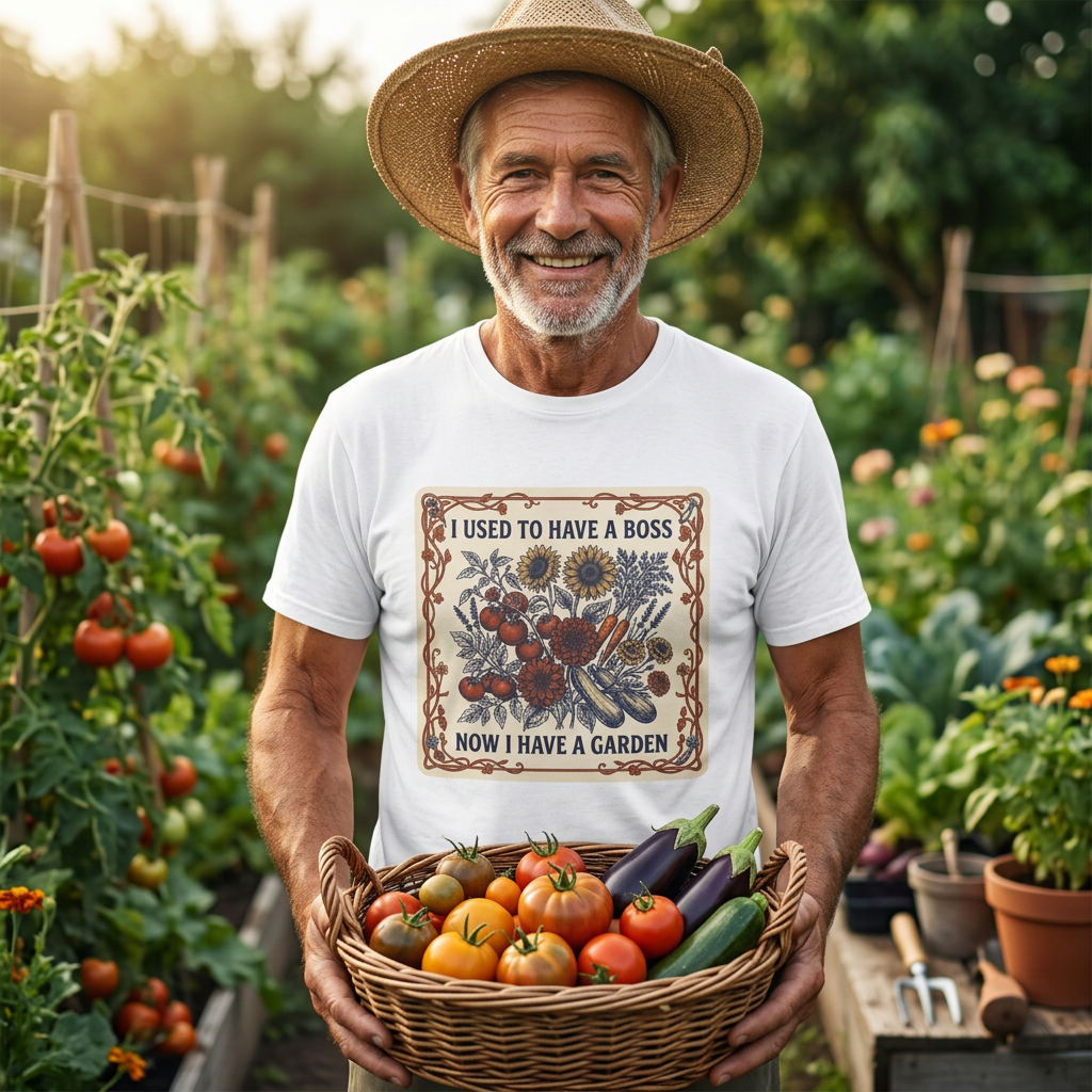 I Used to Have a Boss, Now I Have a Garden | Vintage Retirement Gardener T-Shirt - Jana Recrafted