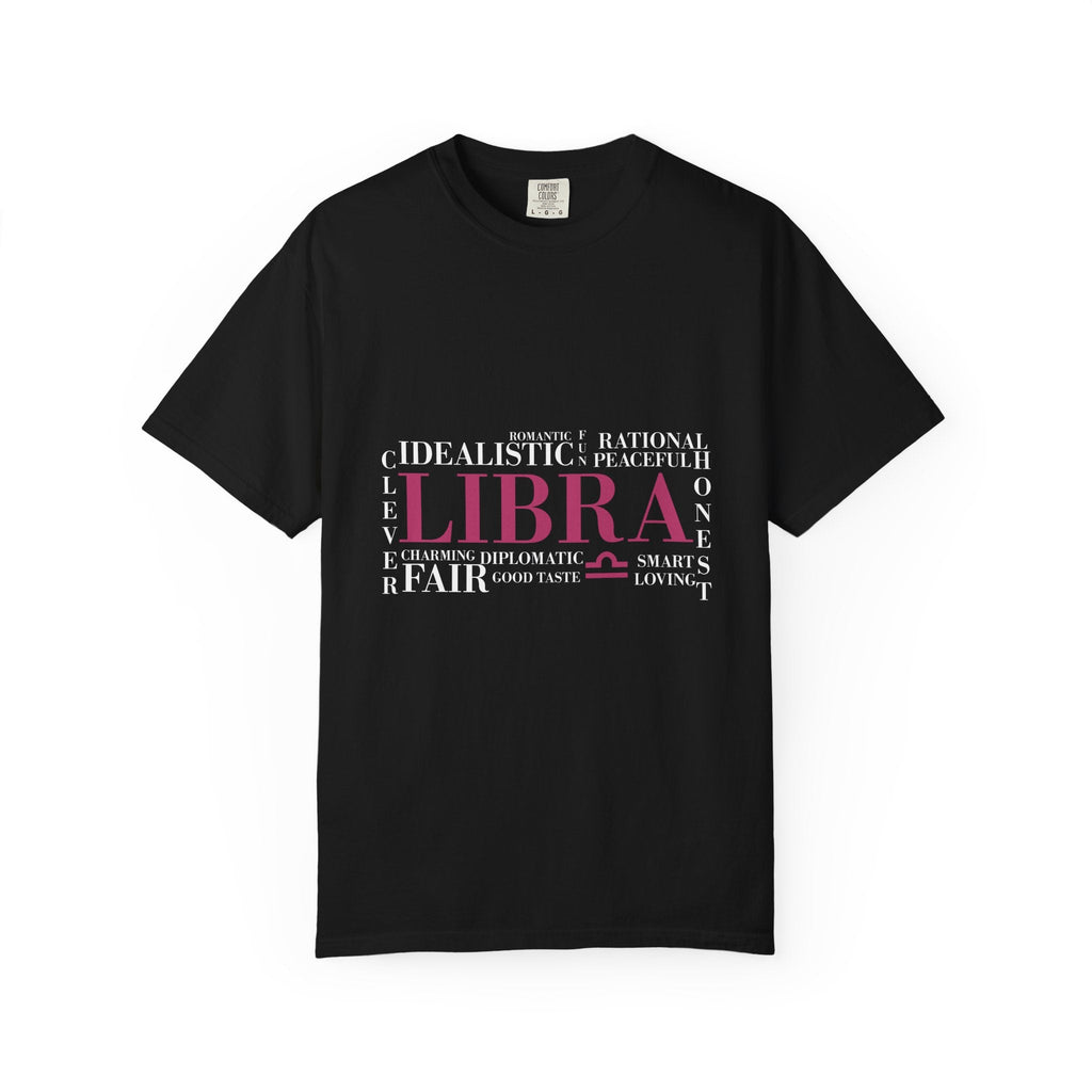 Libra Word Cloud T-Shirt | Zodiac Typography Tee - Jana Recrafted
