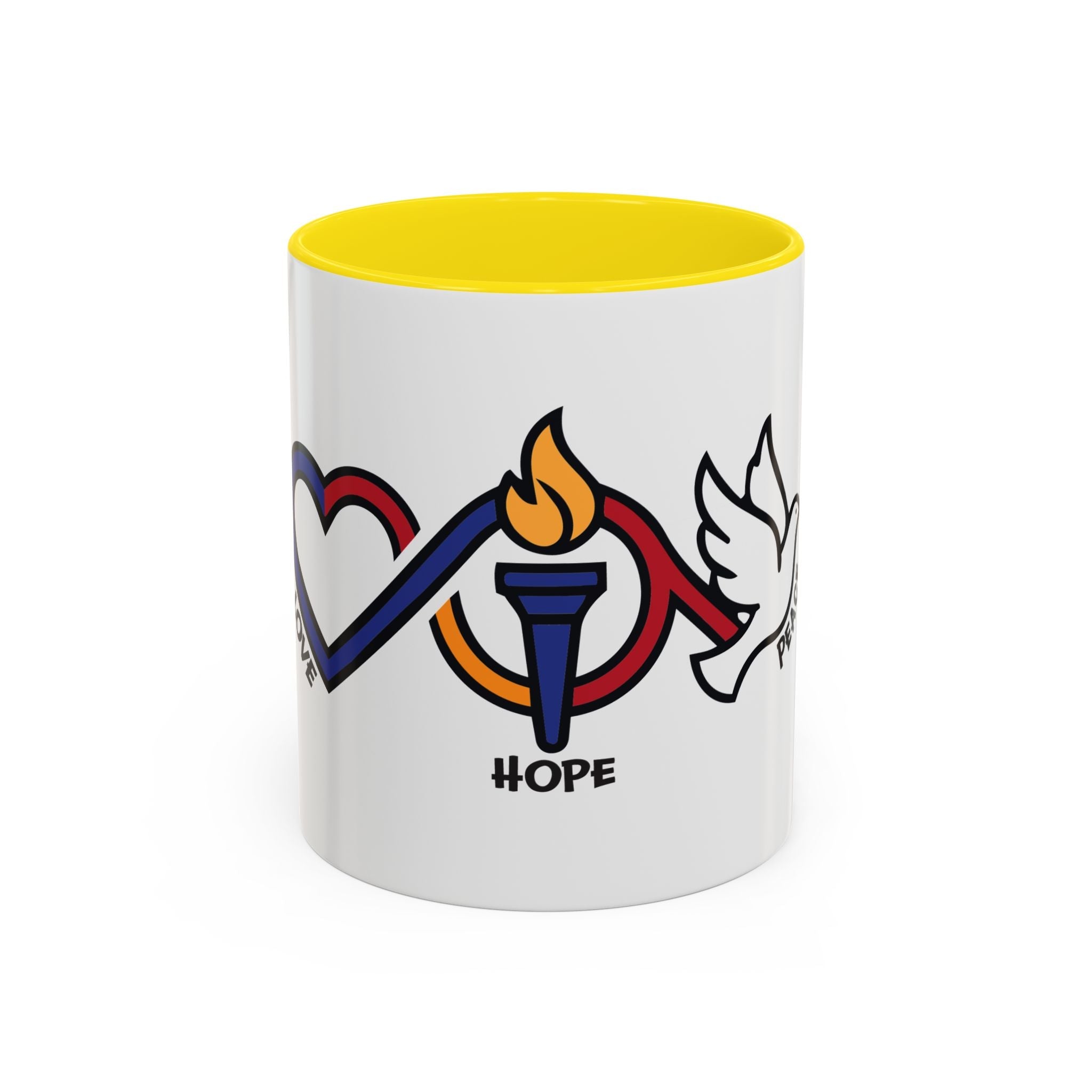 Love, Hope, & Peace Accent Coffee Mug – Inspirational 11/15oz Ceramic - Jana Recrafted