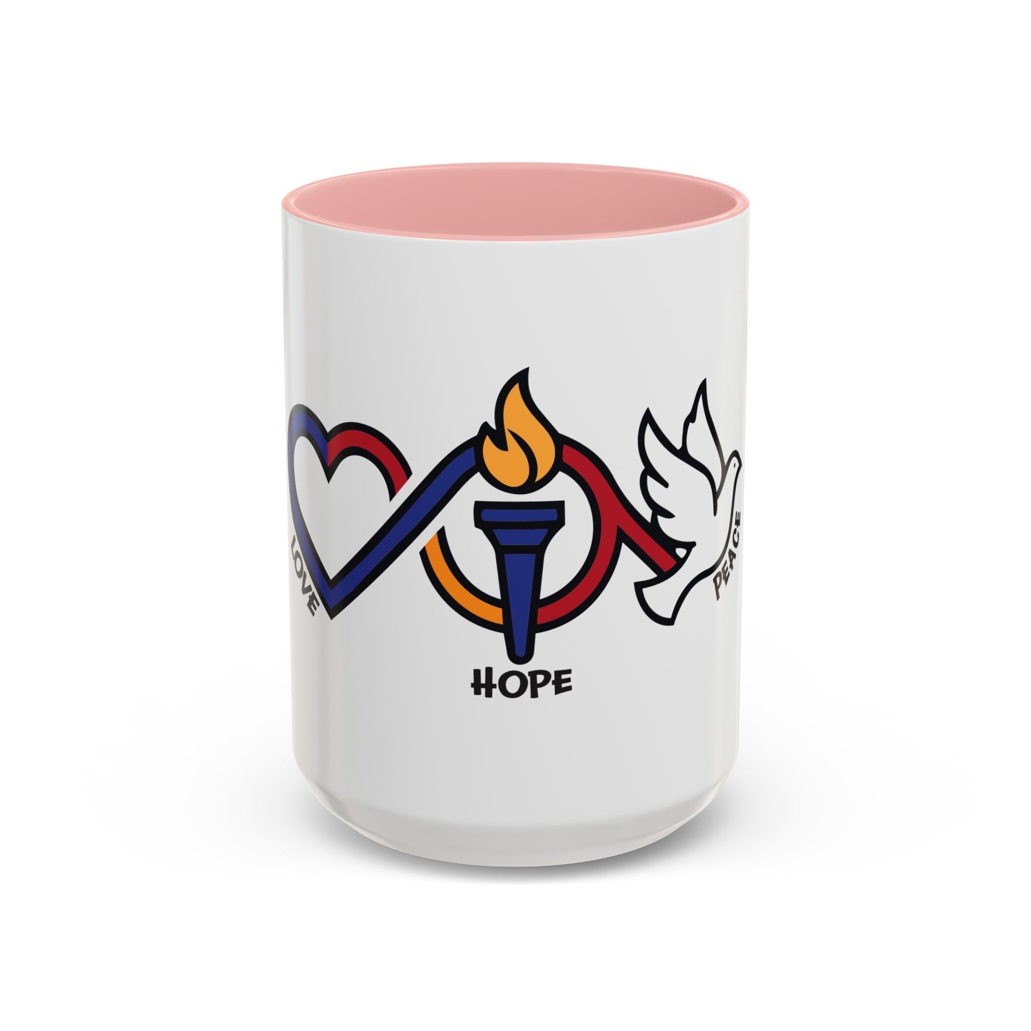 Love, Hope, & Peace Accent Coffee Mug – Inspirational 11/15oz Ceramic - Jana Recrafted