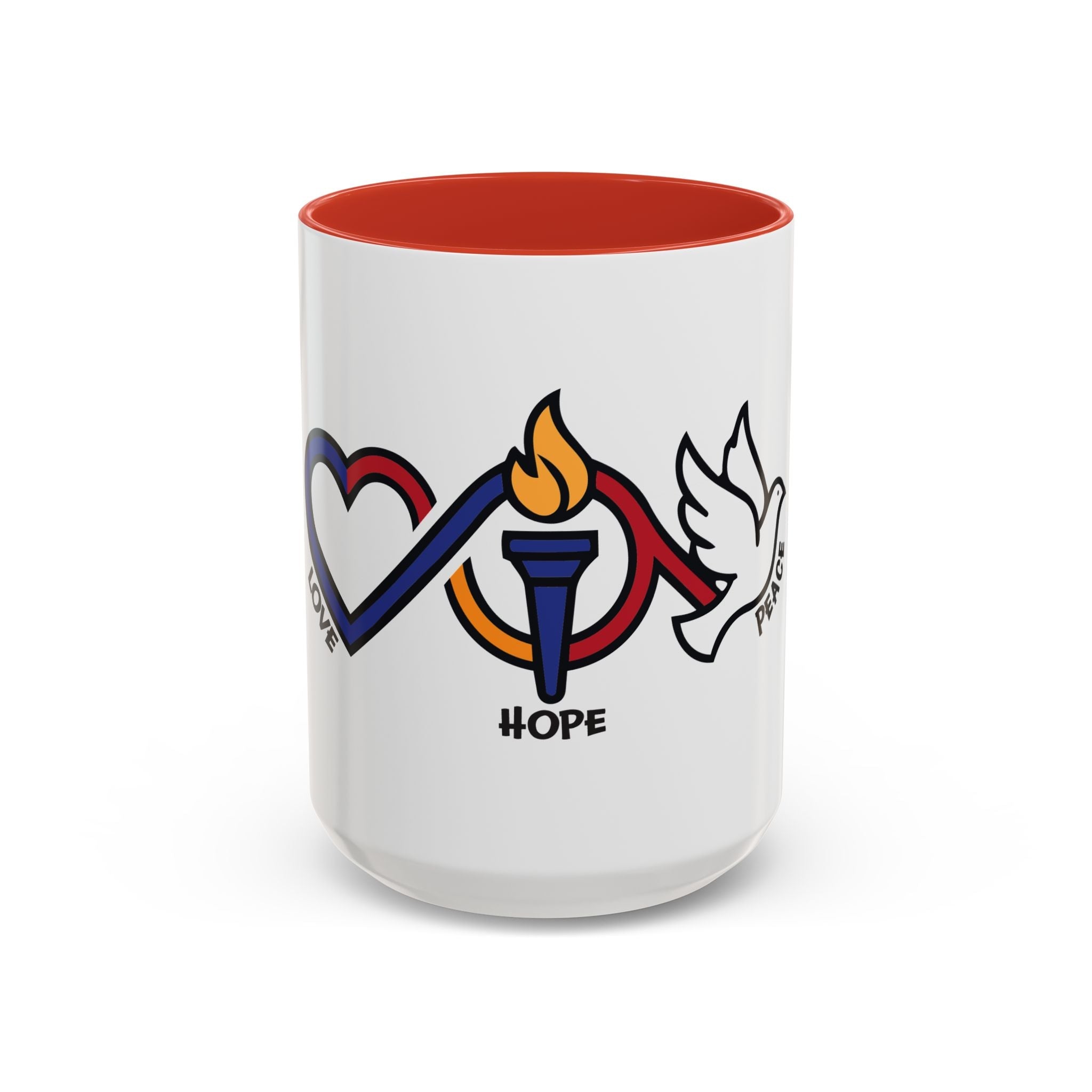 Love, Hope, & Peace Accent Coffee Mug – Inspirational 11/15oz Ceramic - Jana Recrafted