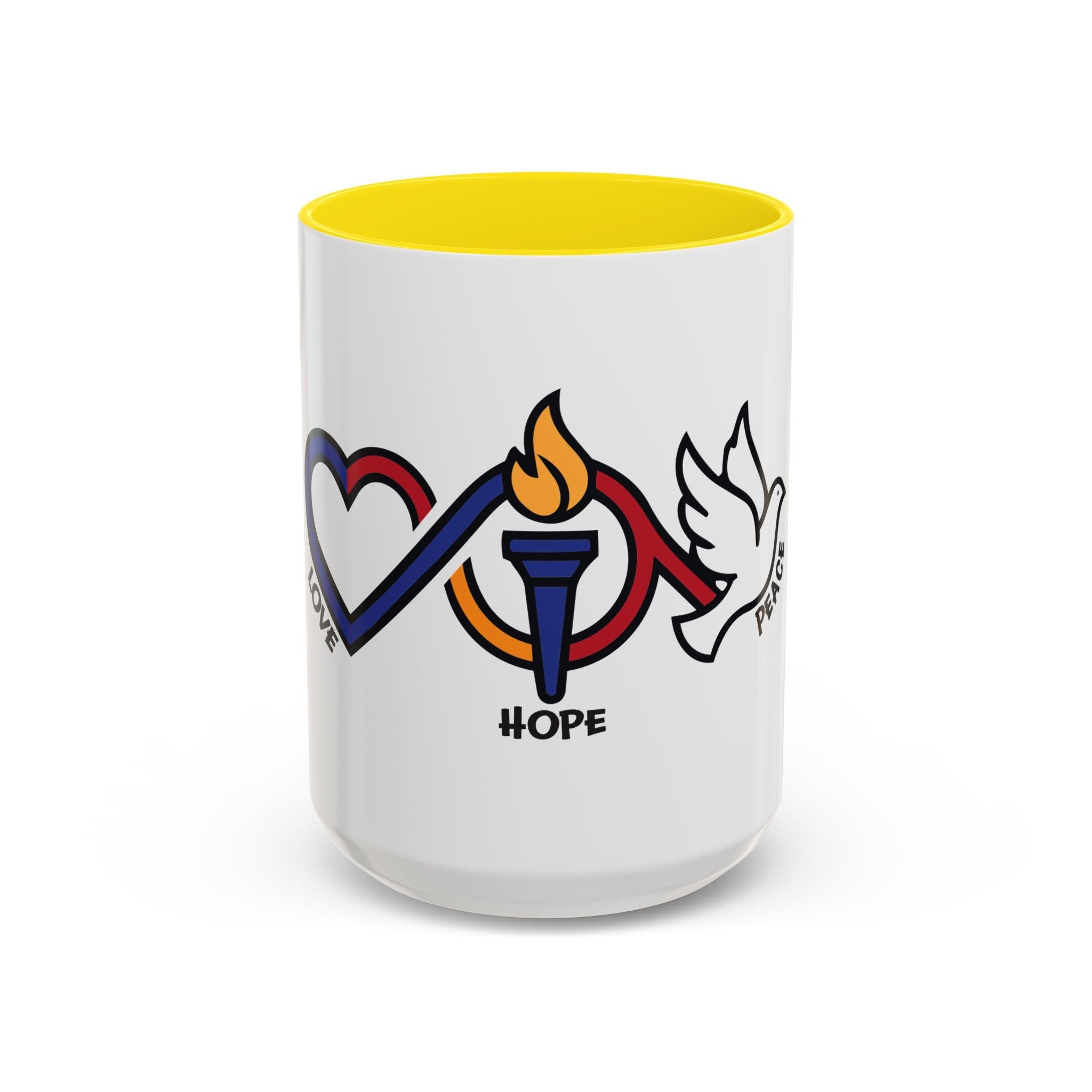 Love, Hope, & Peace Accent Coffee Mug – Inspirational 11/15oz Ceramic - Jana Recrafted