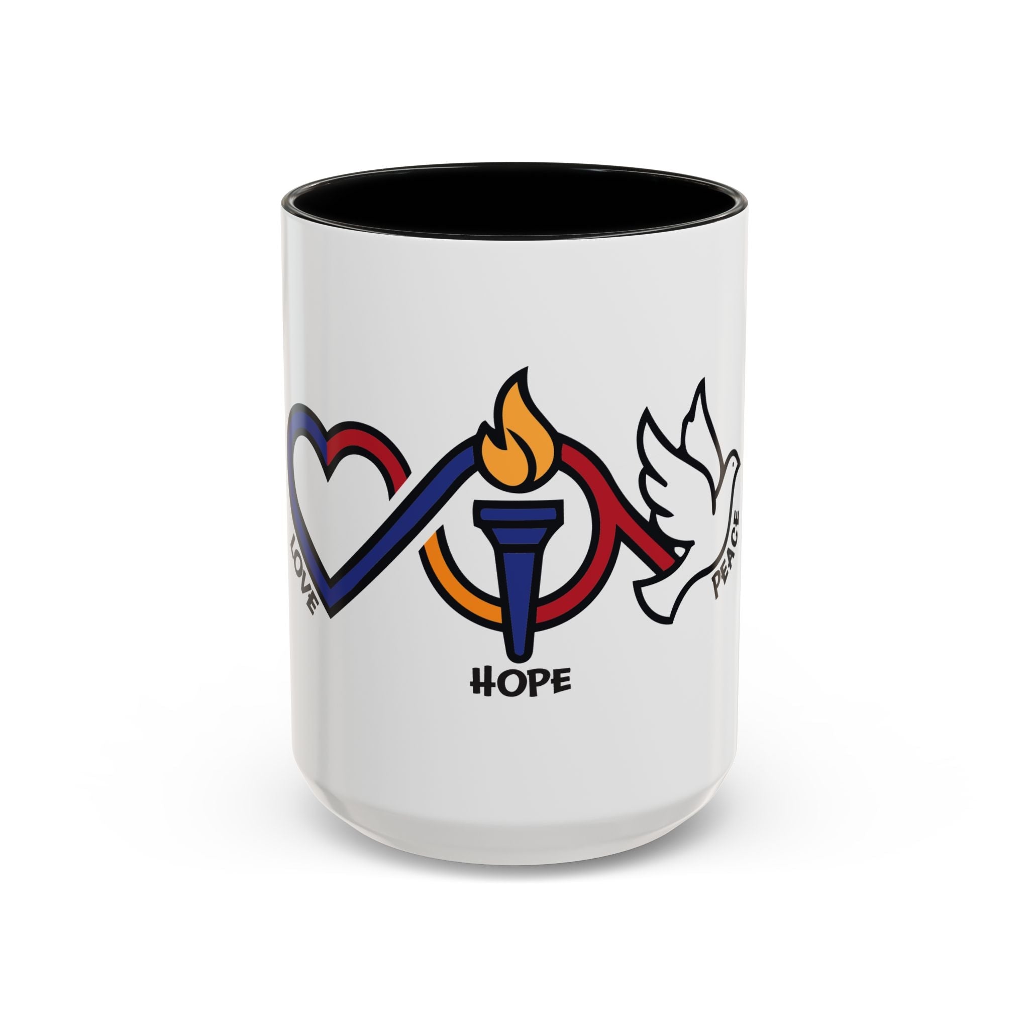 Love, Hope, & Peace Accent Coffee Mug – Inspirational 11/15oz Ceramic - Jana Recrafted