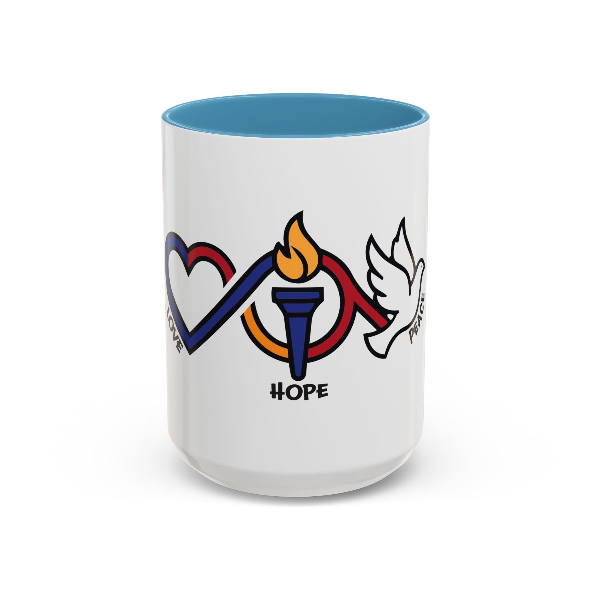 Love, Hope, & Peace Accent Coffee Mug – Inspirational 11/15oz Ceramic - Jana Recrafted