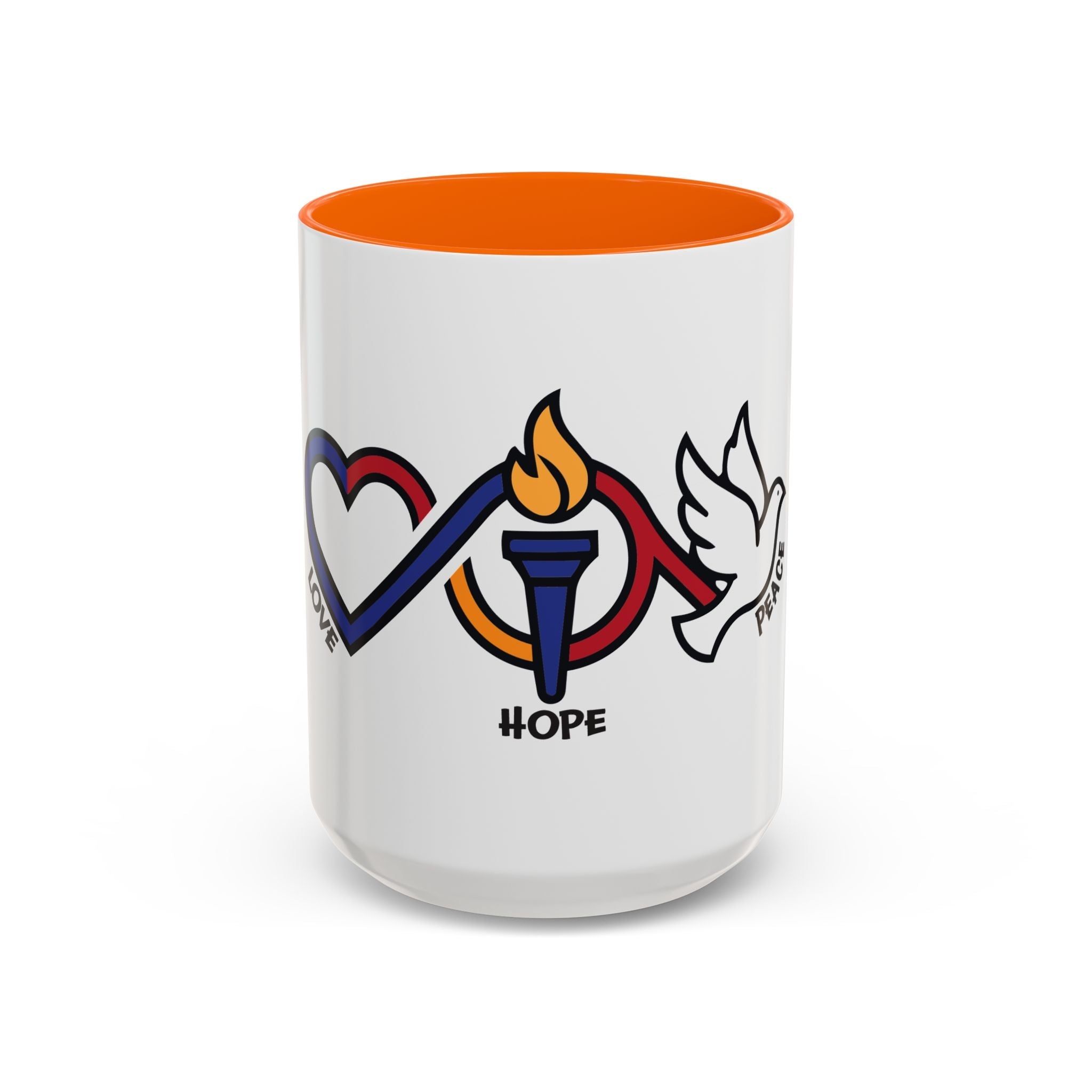 Love, Hope, & Peace Accent Coffee Mug – Inspirational 11/15oz Ceramic - Jana Recrafted